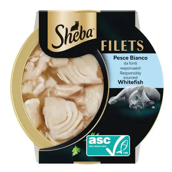 Sheba Filets in salsa 60 gr Pesce bianco - confezione da 16 pezzi - Cibo umido per gatti - immagine 1