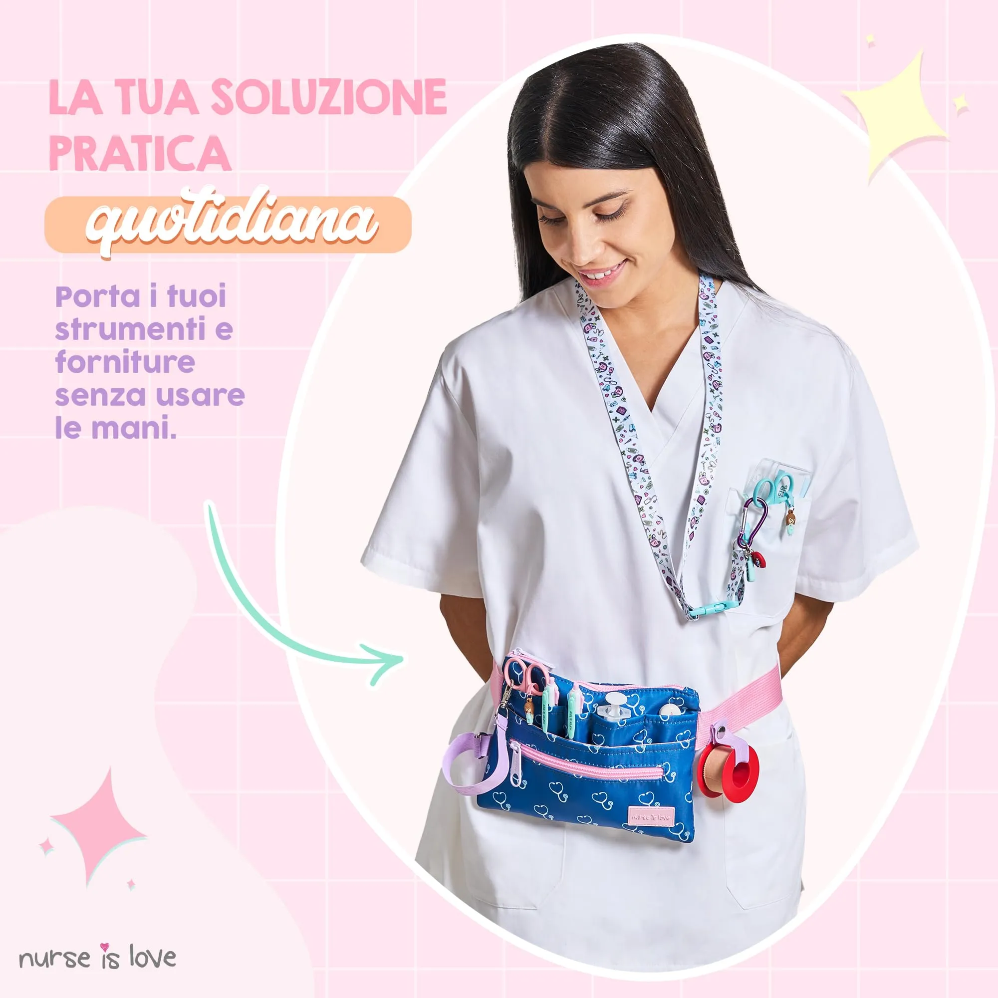 Marsupio Piccolo - Borsello da Cintura per Infermiere & OSS | Organizer con Multi Scomparti Ideale per Forbici, Pinze & Kit Primo Soccorso | Accessori & Regali per Infermiera - immagine 2