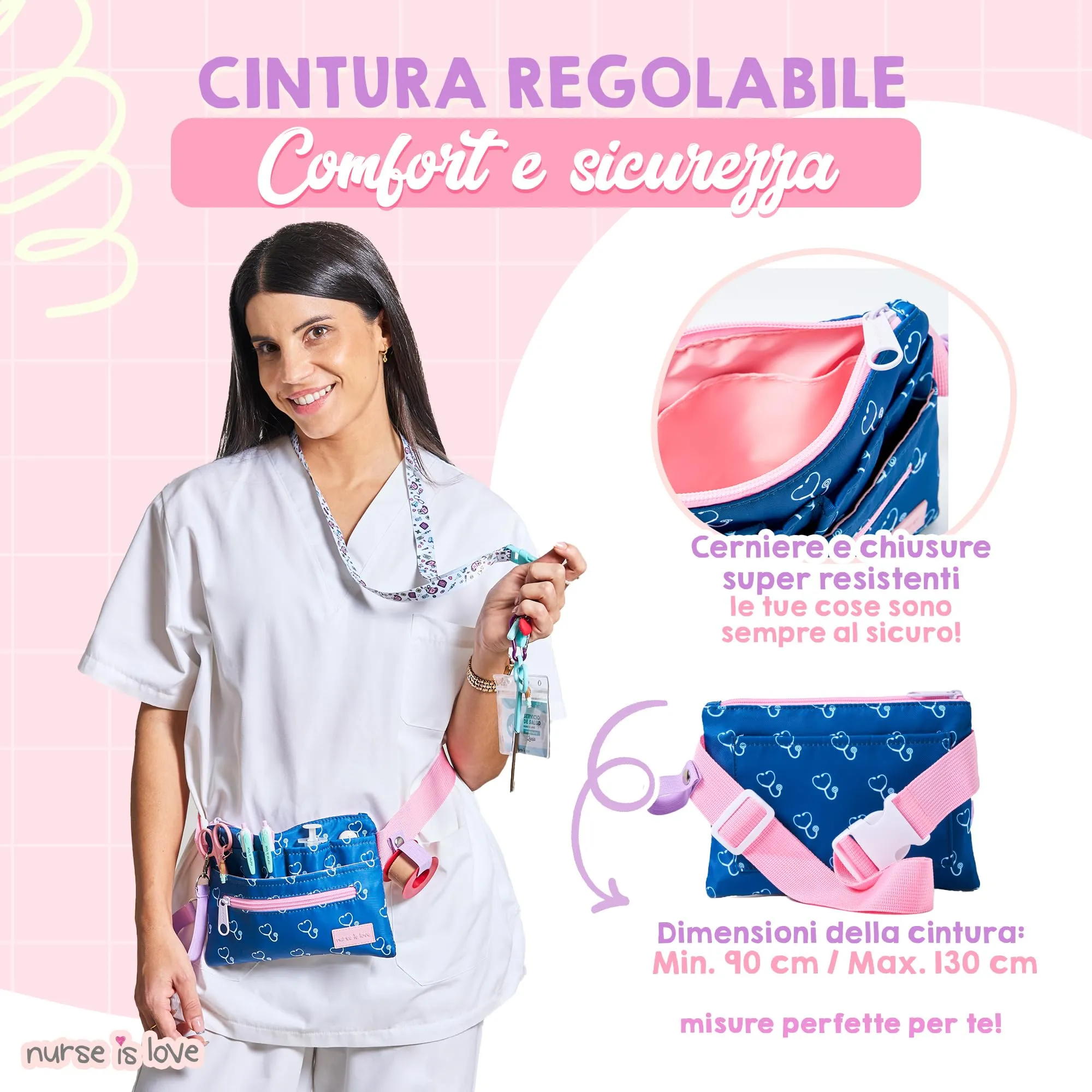 Marsupio Piccolo - Borsello da Cintura per Infermiere & OSS | Organizer con Multi Scomparti Ideale per Forbici, Pinze & Kit Primo Soccorso | Accessori & Regali per Infermiera - immagine 4