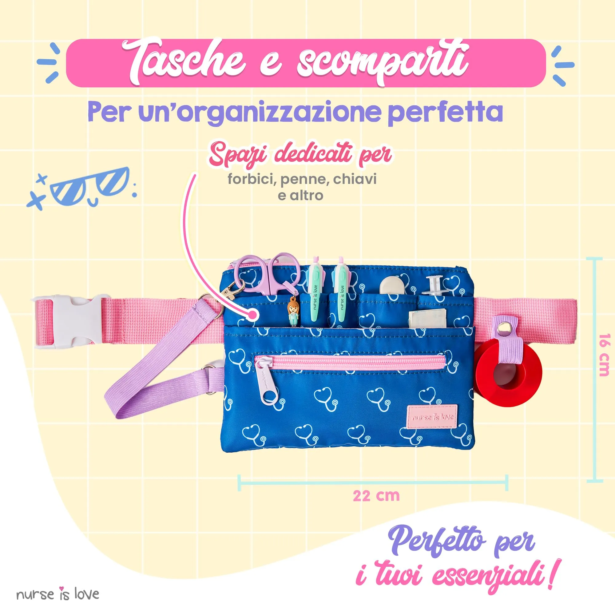 Marsupio Piccolo - Borsello da Cintura per Infermiere & OSS | Organizer con Multi Scomparti Ideale per Forbici, Pinze & Kit Primo Soccorso | Accessori & Regali per Infermiera - immagine 5