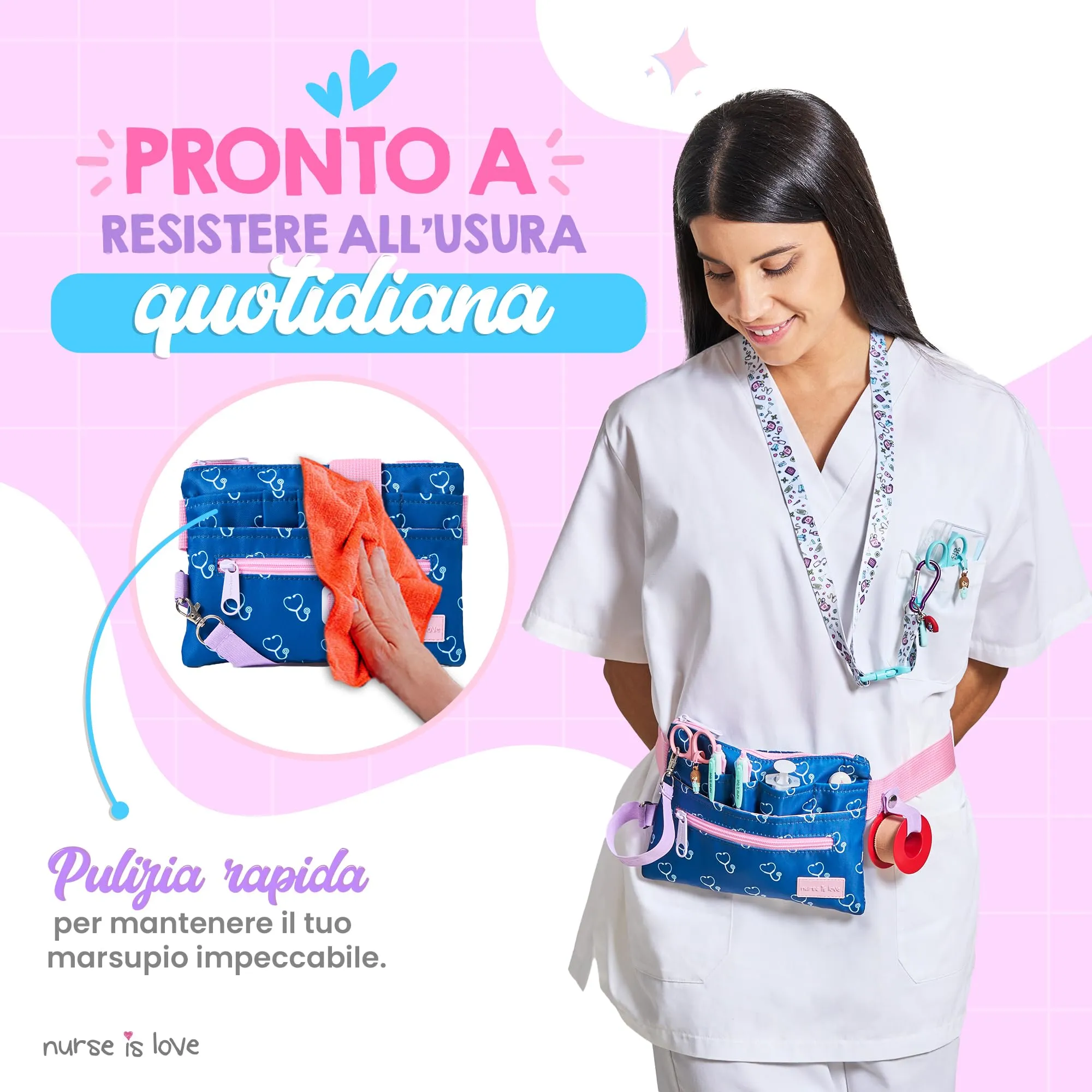 Marsupio Piccolo - Borsello da Cintura per Infermiere & OSS | Organizer con Multi Scomparti Ideale per Forbici, Pinze & Kit Primo Soccorso | Accessori & Regali per Infermiera - immagine 6