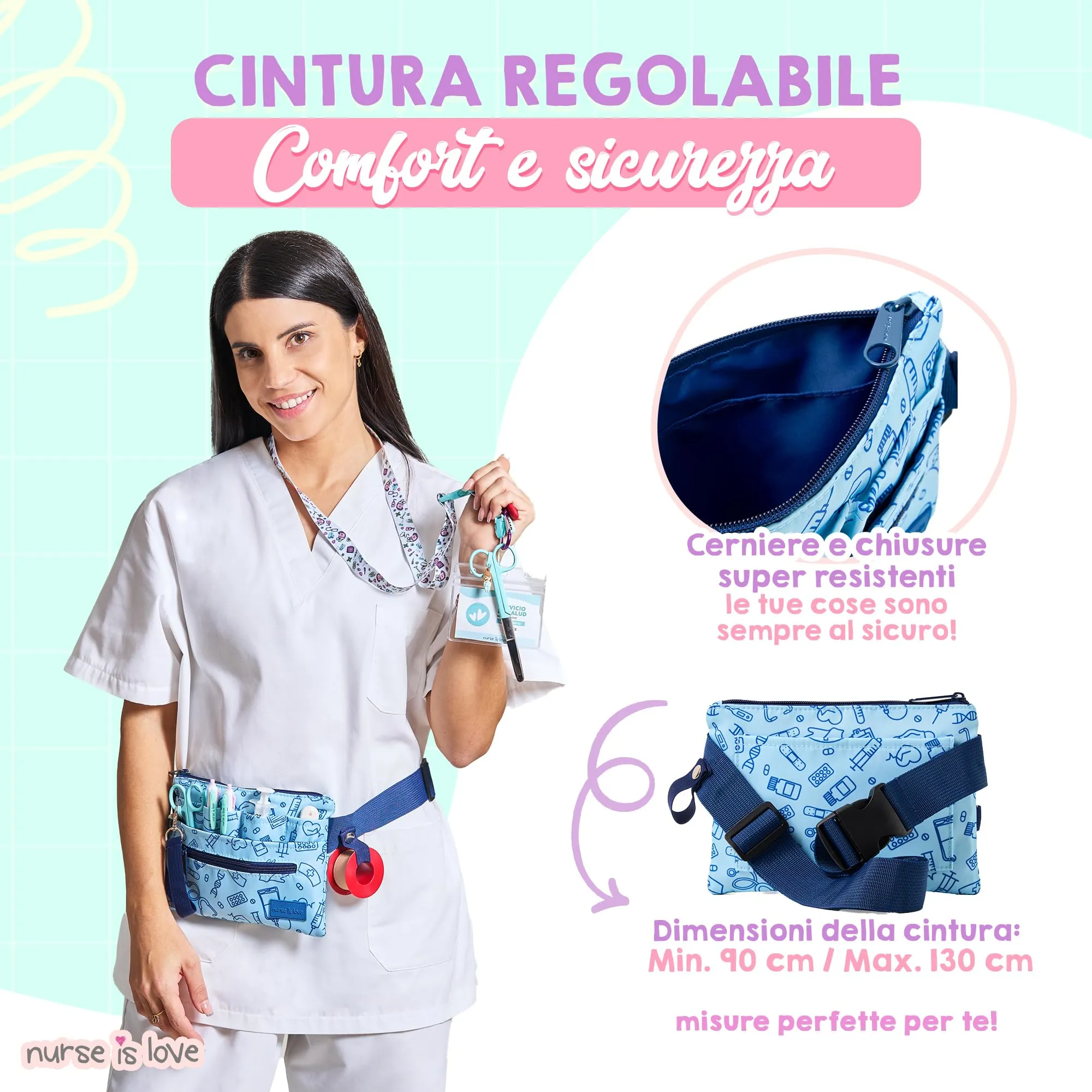 Marsupio Piccolo Uomo - Borsello da Cintura per Infermiere & OSS | Organizer con Multi Scomparti Ideale per Forbici, Pinze & Kit Primo Soccorso | Accessori & Regali per Infermiera - immagine 4