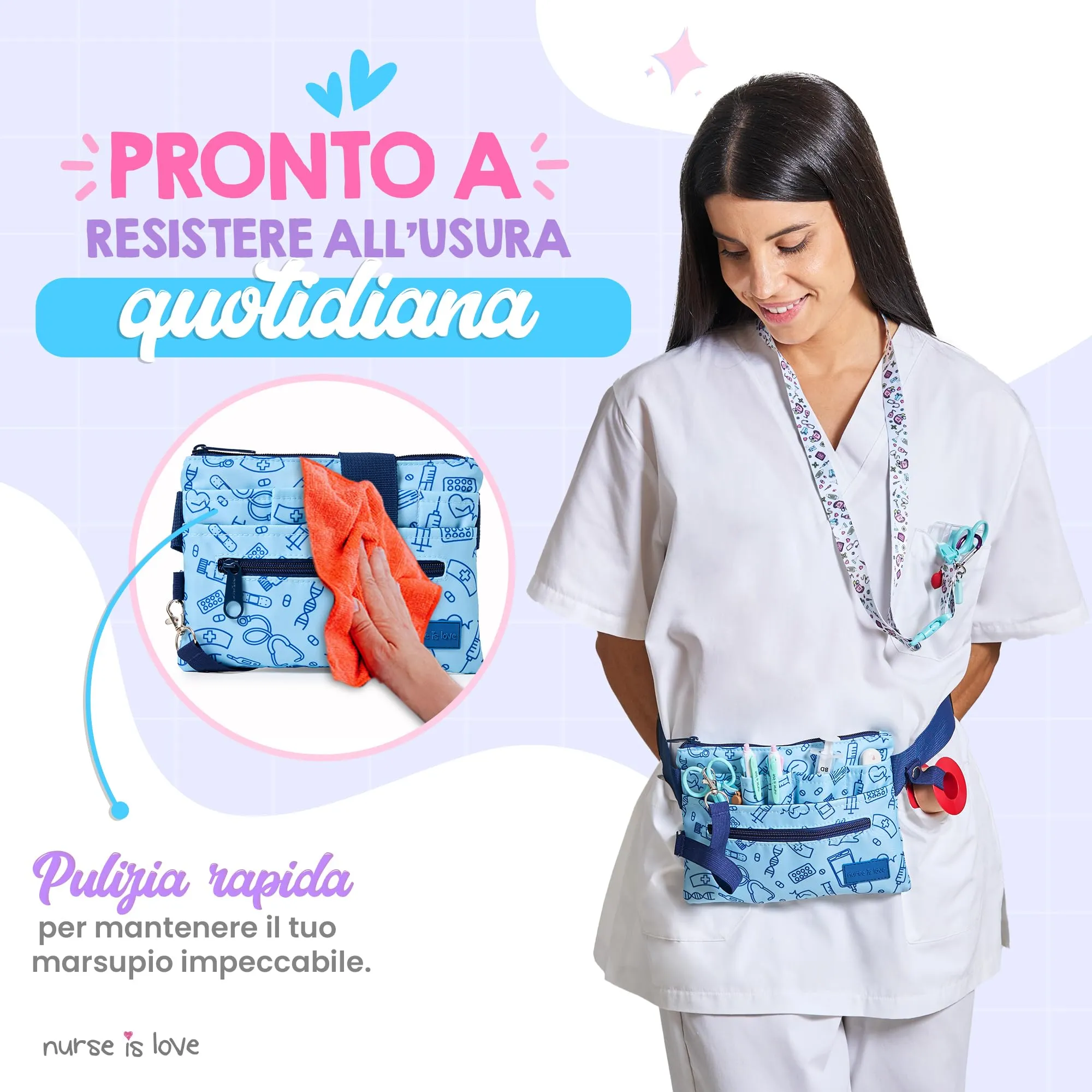 Marsupio Piccolo Uomo - Borsello da Cintura per Infermiere & OSS | Organizer con Multi Scomparti Ideale per Forbici, Pinze & Kit Primo Soccorso | Accessori & Regali per Infermiera - immagine 6