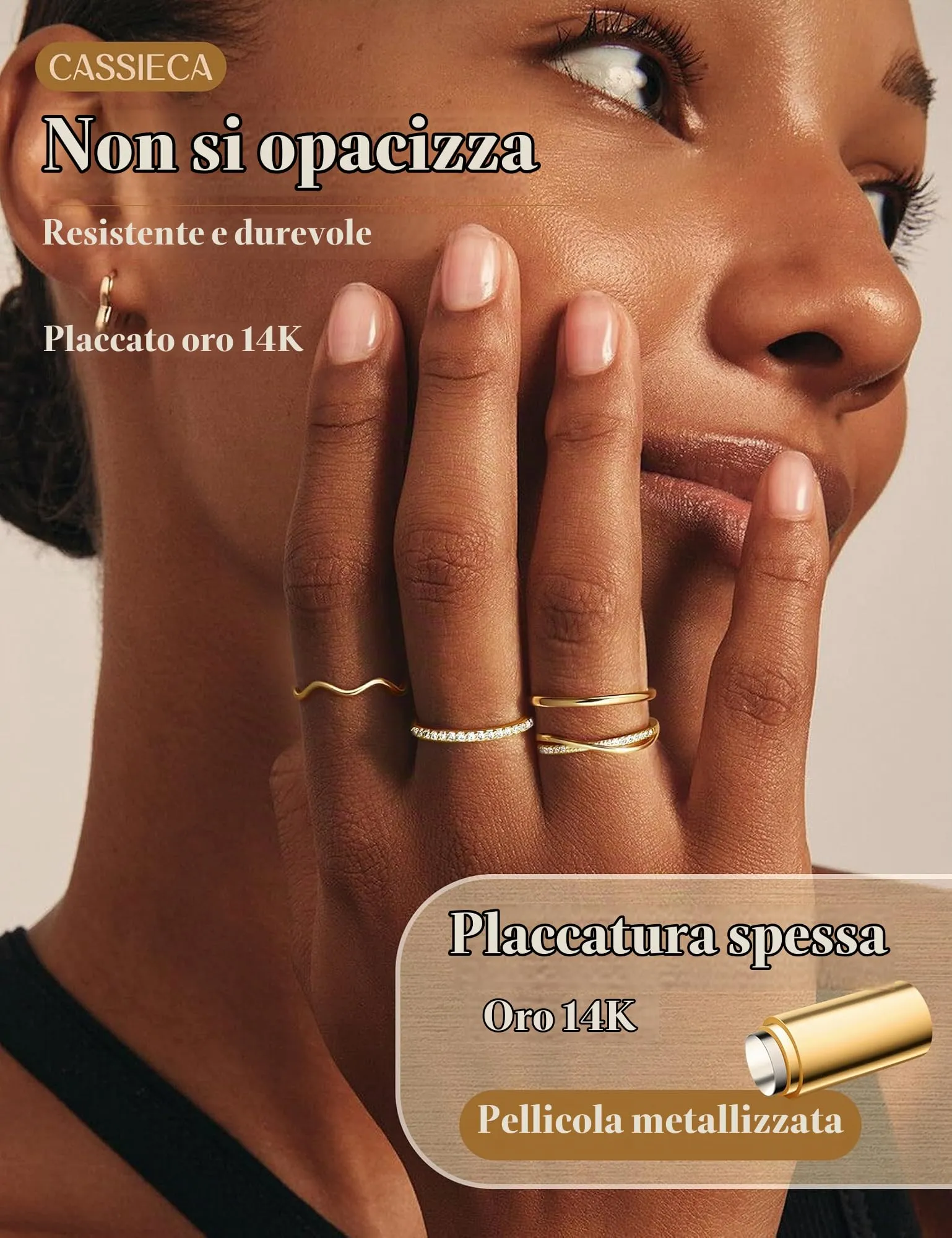 CASSIECA 9 Pezzi Anello Donna Anello Fidanzamento Placcato Argento - immagine 2