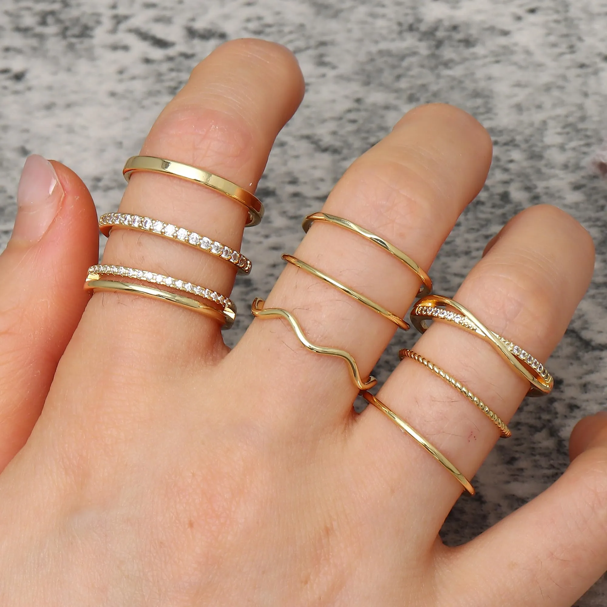 CASSIECA 9 Pezzi Anello Donna Anello Fidanzamento Placcato Argento - immagine 7