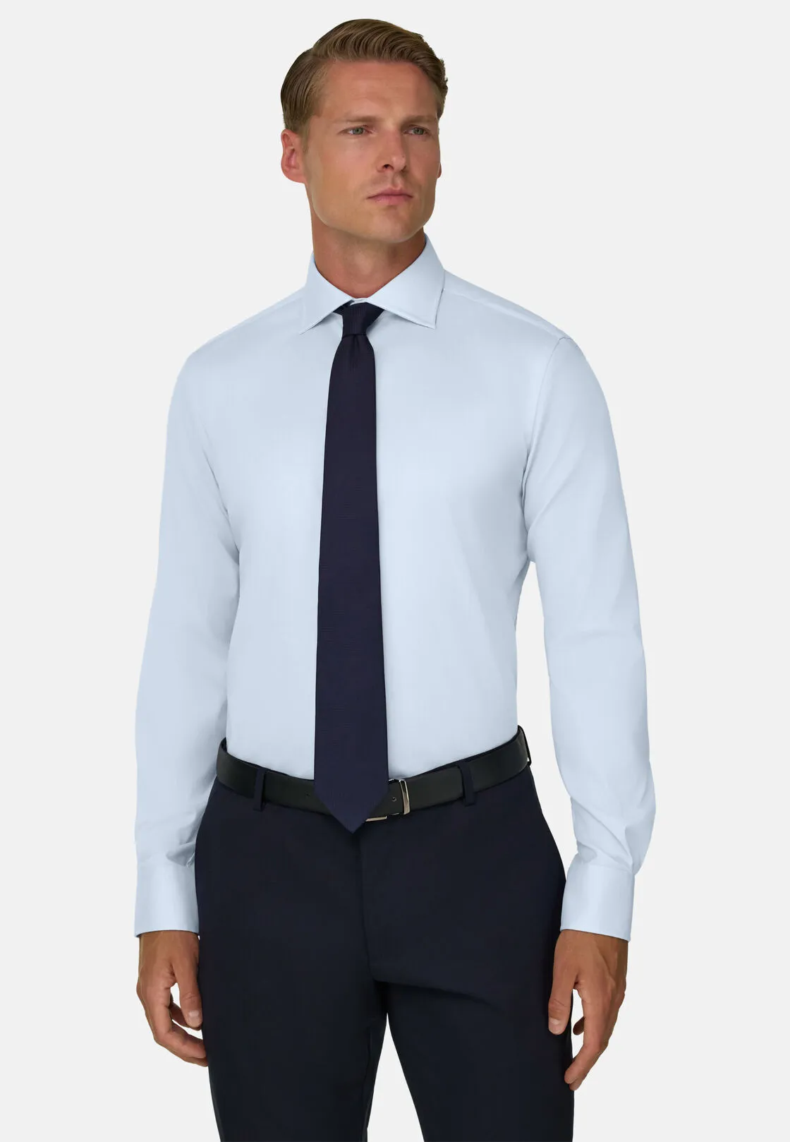 Boggi, Camicia In Pin Point Di Cotone Long Fit, Uomo, Azzurro, Taglia: 38 - immagine 1