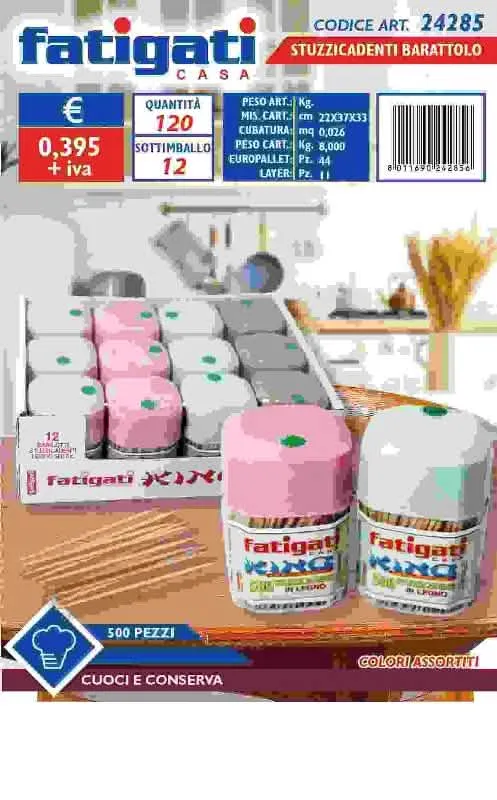 Stuzzicadenti Fatigati - Barattolo da 500 Pezzi per la Casa - immagine 1