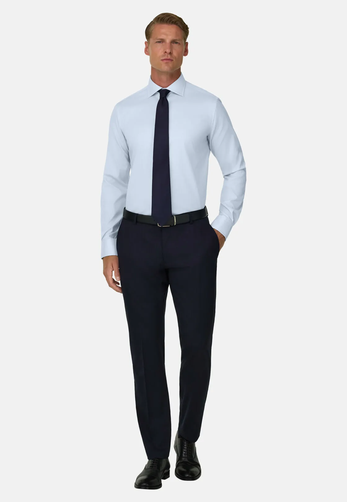 Boggi, Camicia In Pin Point Di Cotone Long Fit, Uomo, Azzurro, Taglia: 45 - immagine 2