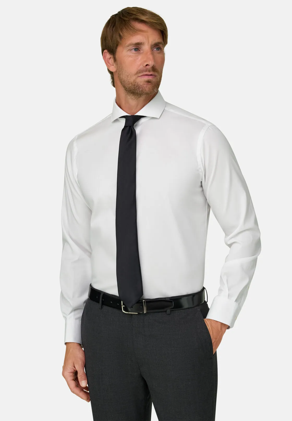 Boggi, Camicia In Pin Point Di Cotone Regular Fit, Uomo, Bianco, Taglia: 42 - immagine 1