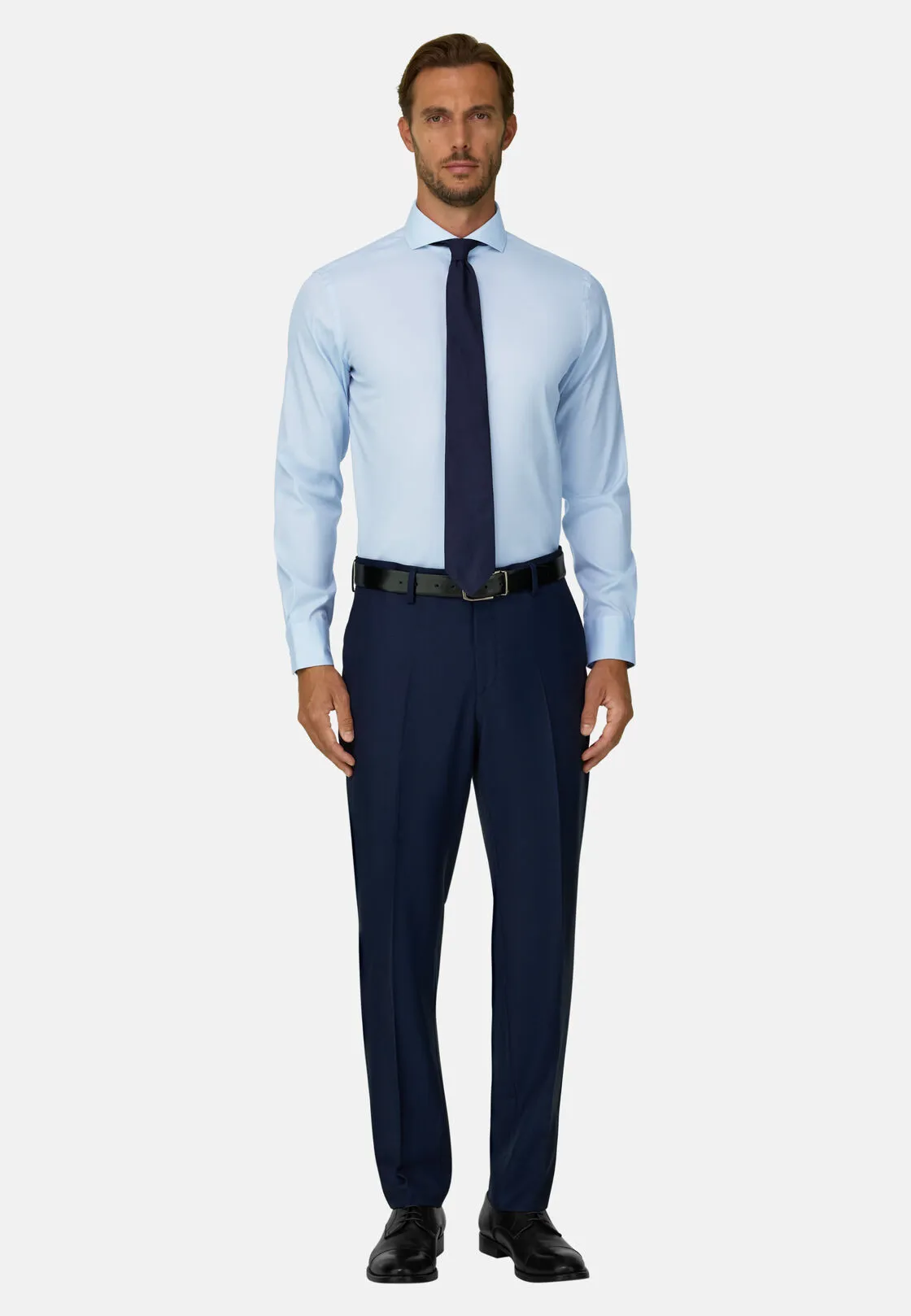 Boggi, Camicia In Pin Point Di Cotone Regular Fit, Uomo, Azzurro, Taglia: 44 - immagine 2