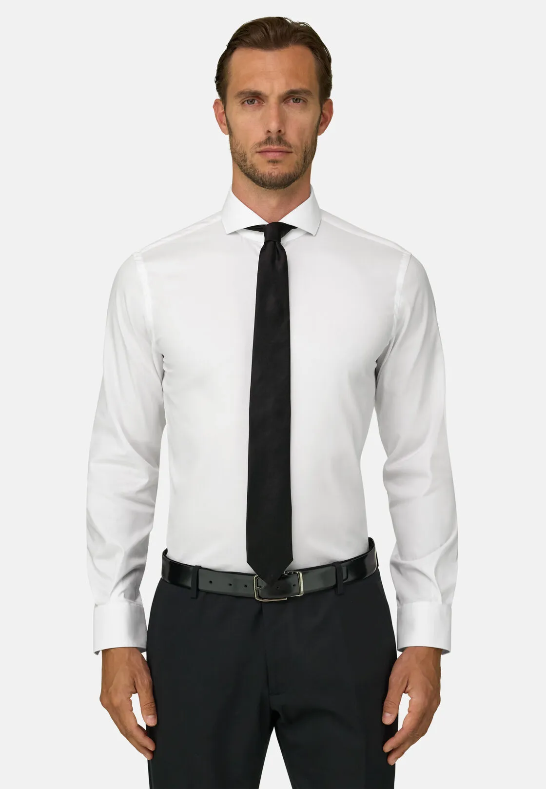 Boggi, Camicia In Pin Point Di Cotone Slim Fit, Uomo, Bianco, Taglia: 42 - immagine 1