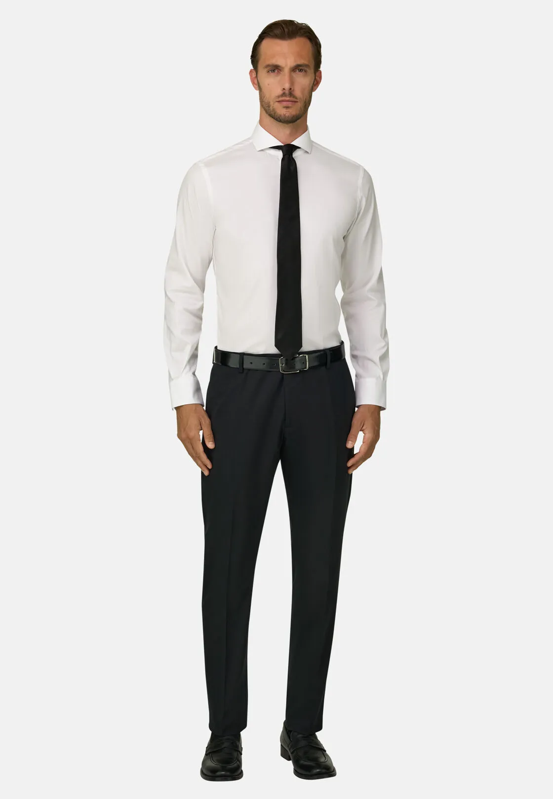 Boggi, Camicia In Pin Point Di Cotone Slim Fit, Uomo, Bianco, Taglia: 42 - immagine 2