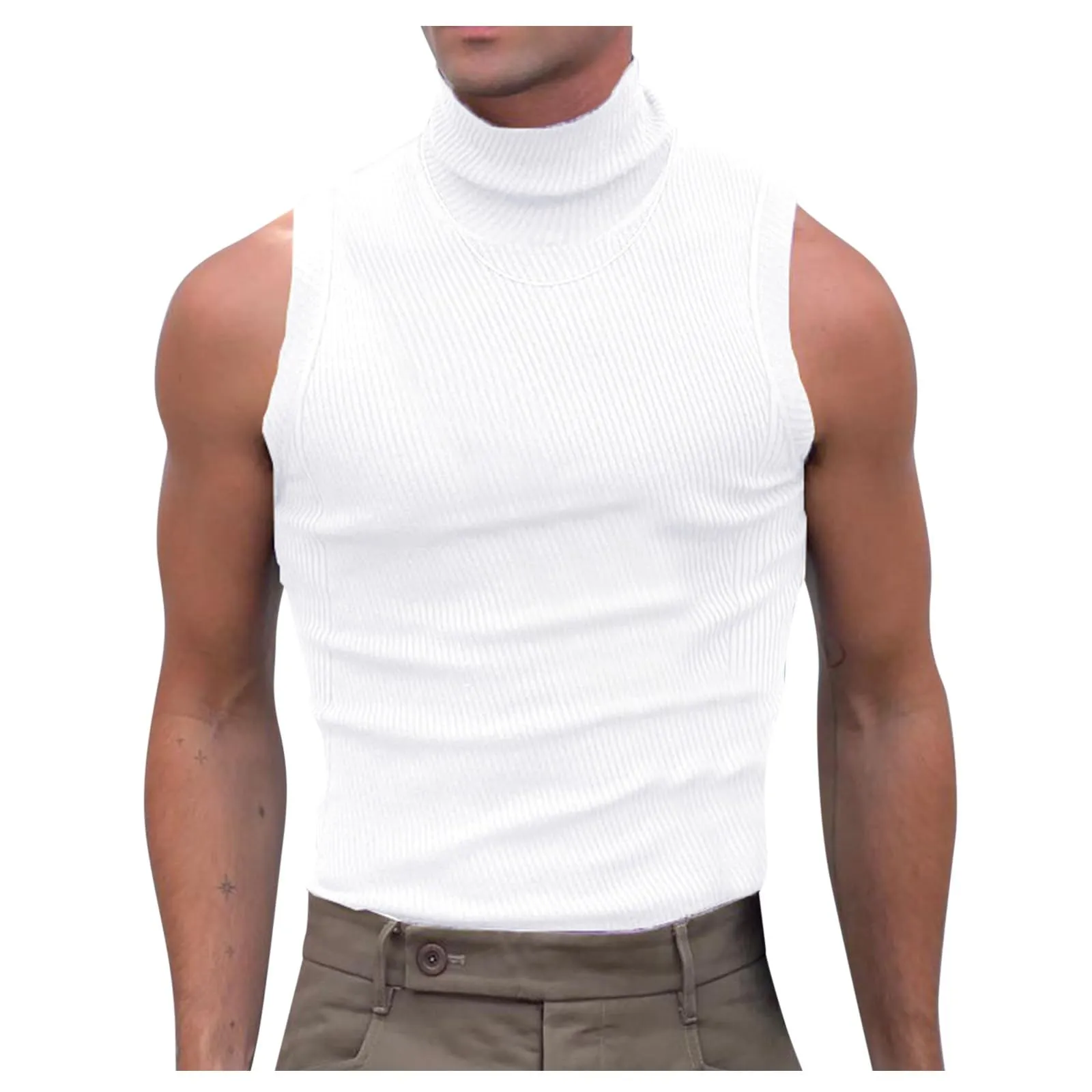 Duohropke Canottiere sportive da uomo a collo alto senza maniche Muskelshirt Palestra Sport Stringer Crop Top Baggy Allenamento Canottiere Bodybuilding Fitness Canottiere estive Spiaggia Canottiere - immagine 1