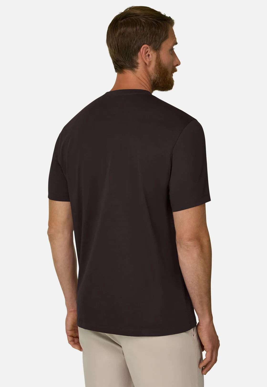 Boggi, T-shirt In Jersey Di Cotone Supima Elasticizzato, Uomo, Marrone scuro, Taglia: L - immagine 4