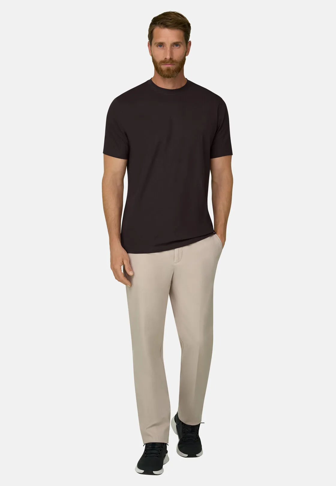 Boggi, T-shirt In Jersey Di Cotone Supima Elasticizzato, Uomo, Marrone scuro, Taglia: M - immagine 2