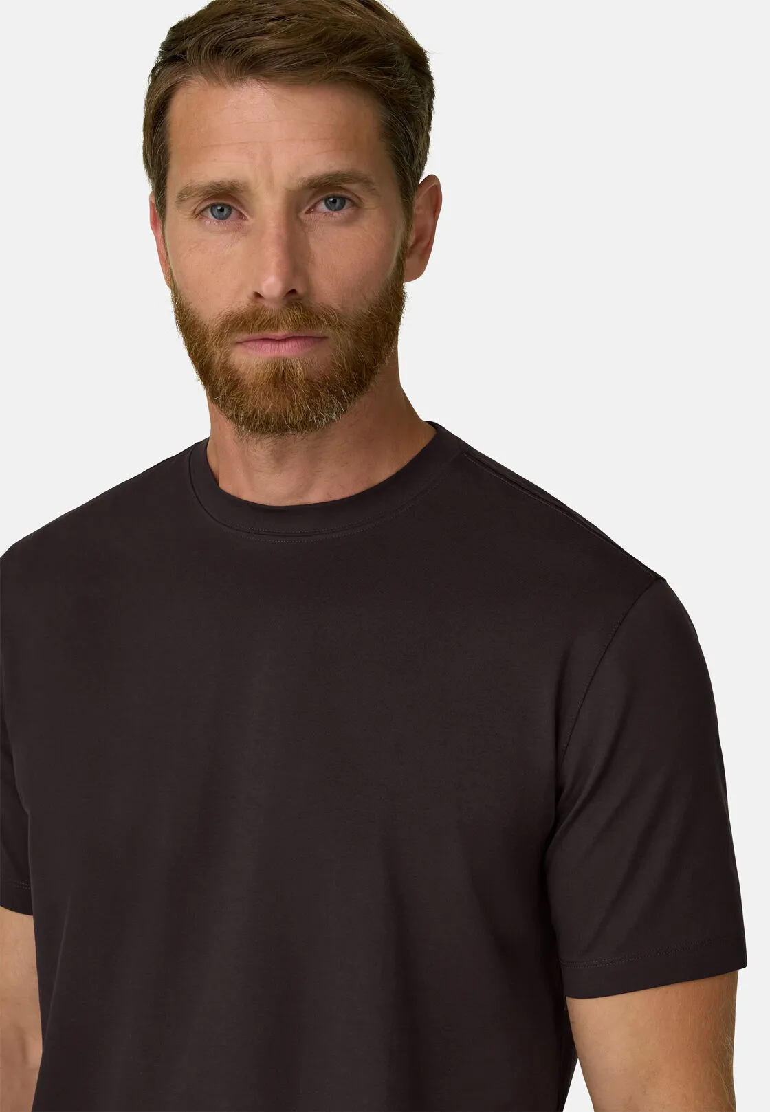 Boggi, T-shirt In Jersey Di Cotone Supima Elasticizzato, Uomo, Marrone scuro, Taglia: S - immagine 3