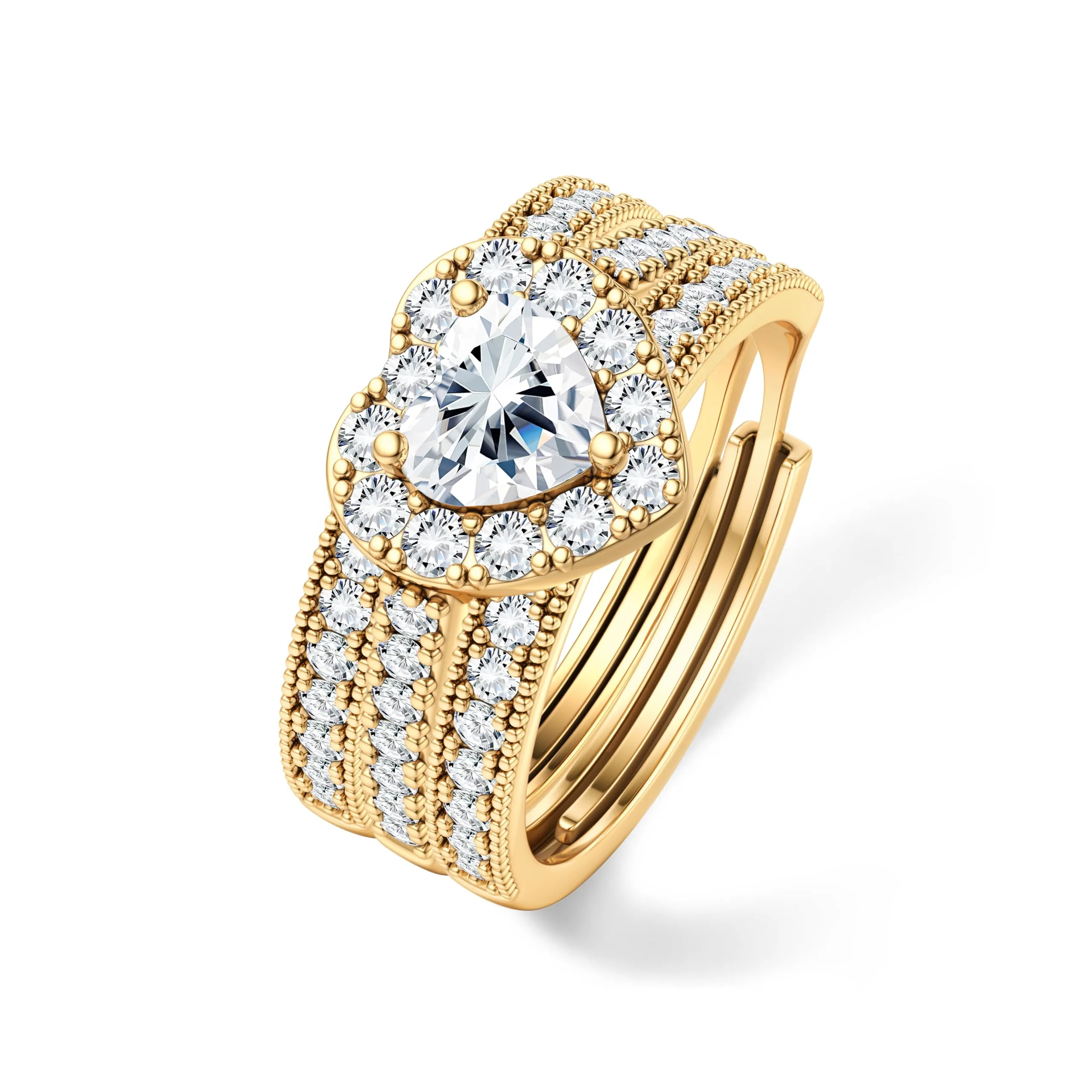 Lolias Cuore Anello Donna Placcato Oro 16 Carati Set Anelli - immagine 1