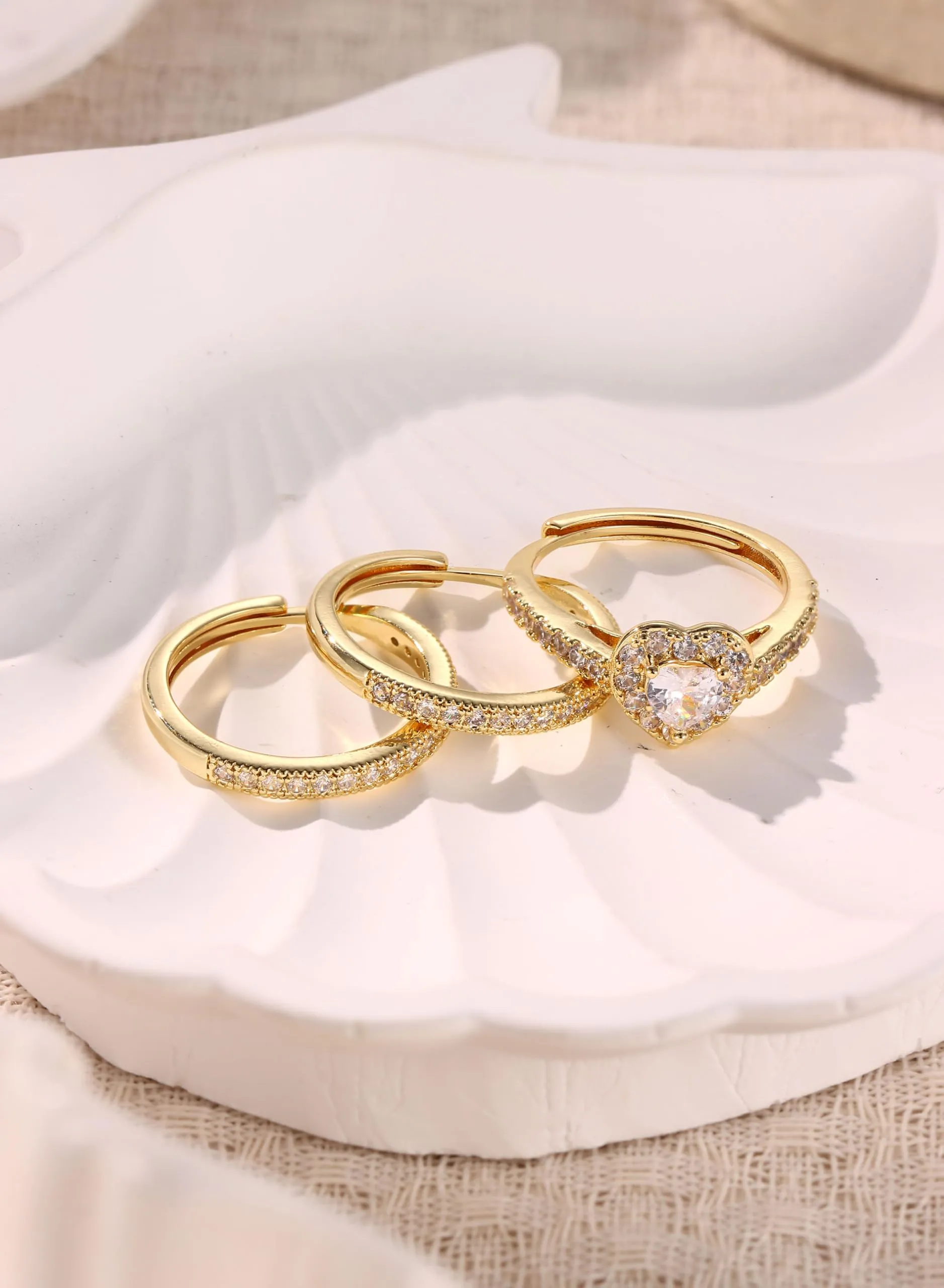 Lolias Cuore Anello Donna Placcato Oro 16 Carati Set Anelli - immagine 6