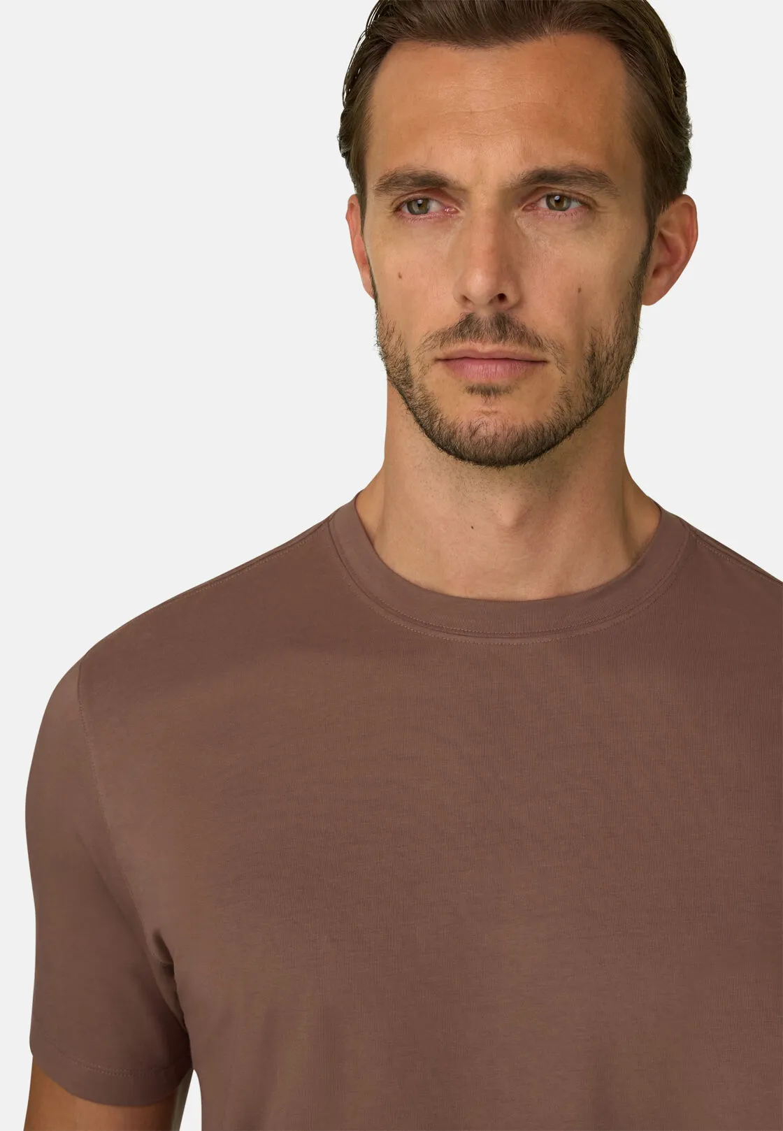 Boggi, T-shirt In Jersey Di Cotone Supima Elasticizzato, Uomo, Marrone, Taglia: L - immagine 3