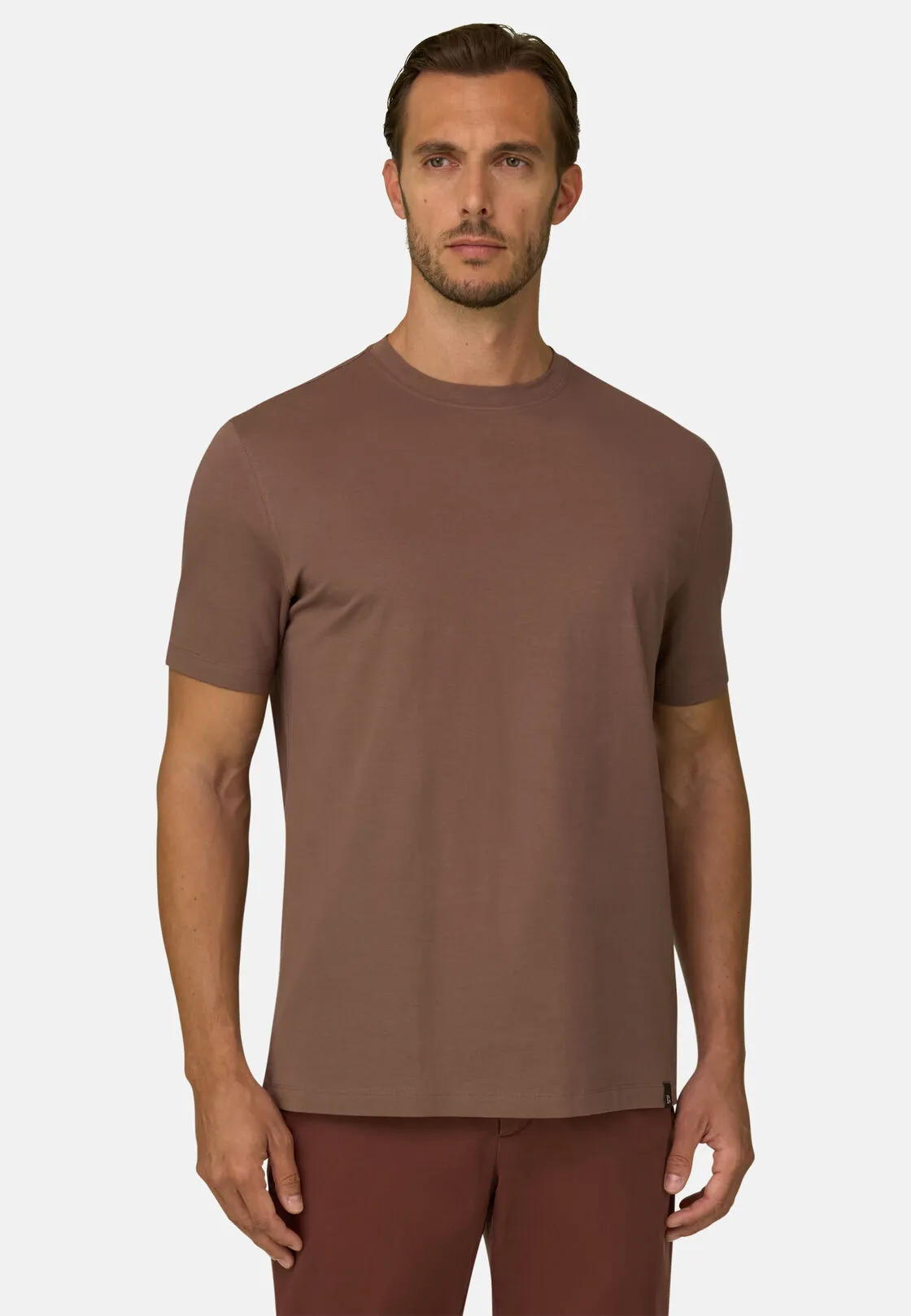 Boggi, T-shirt In Jersey Di Cotone Supima Elasticizzato, Uomo, Marrone, Taglia: M - immagine 1