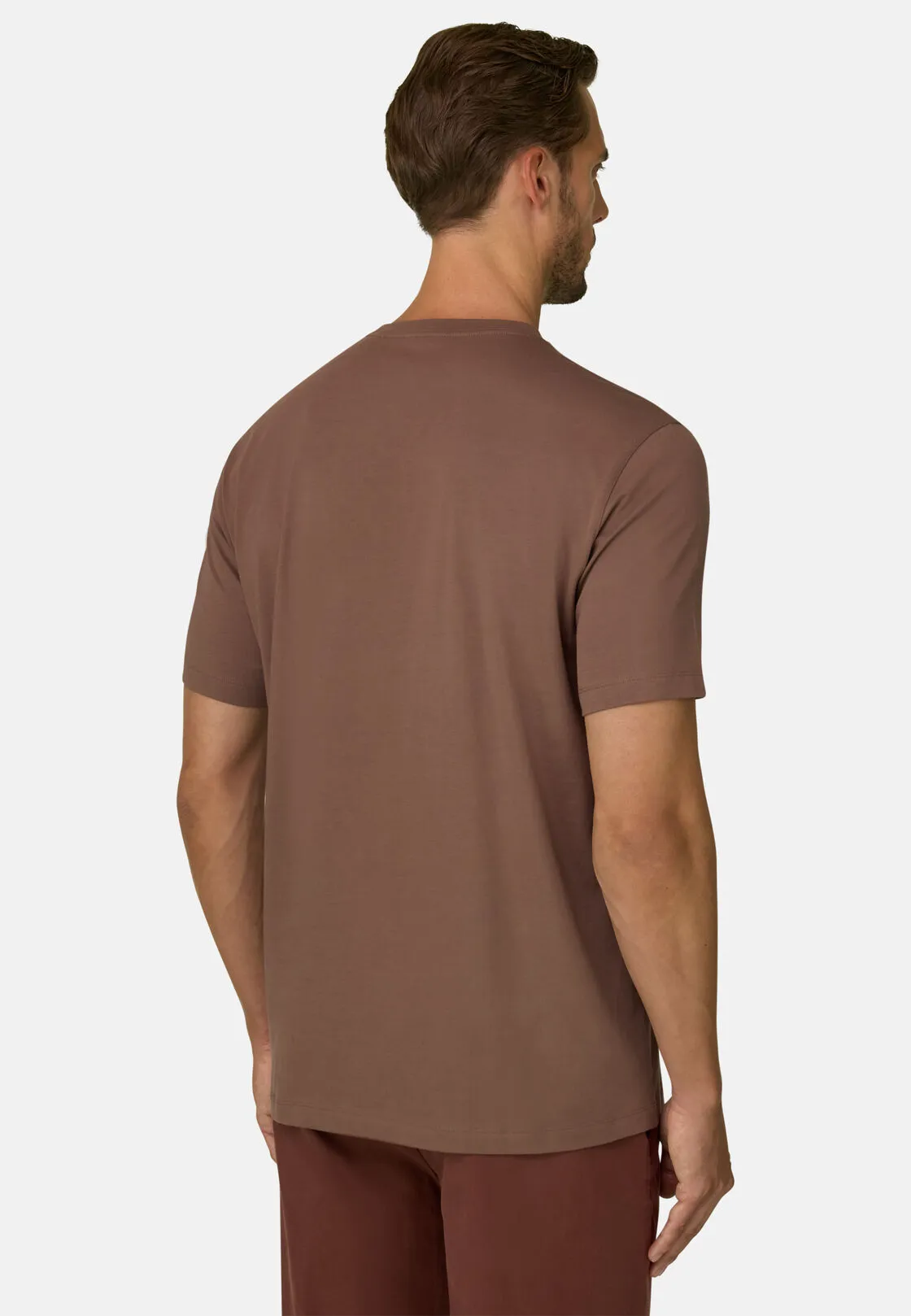 Boggi, T-shirt In Jersey Di Cotone Supima Elasticizzato, Uomo, Marrone, Taglia: M - immagine 4