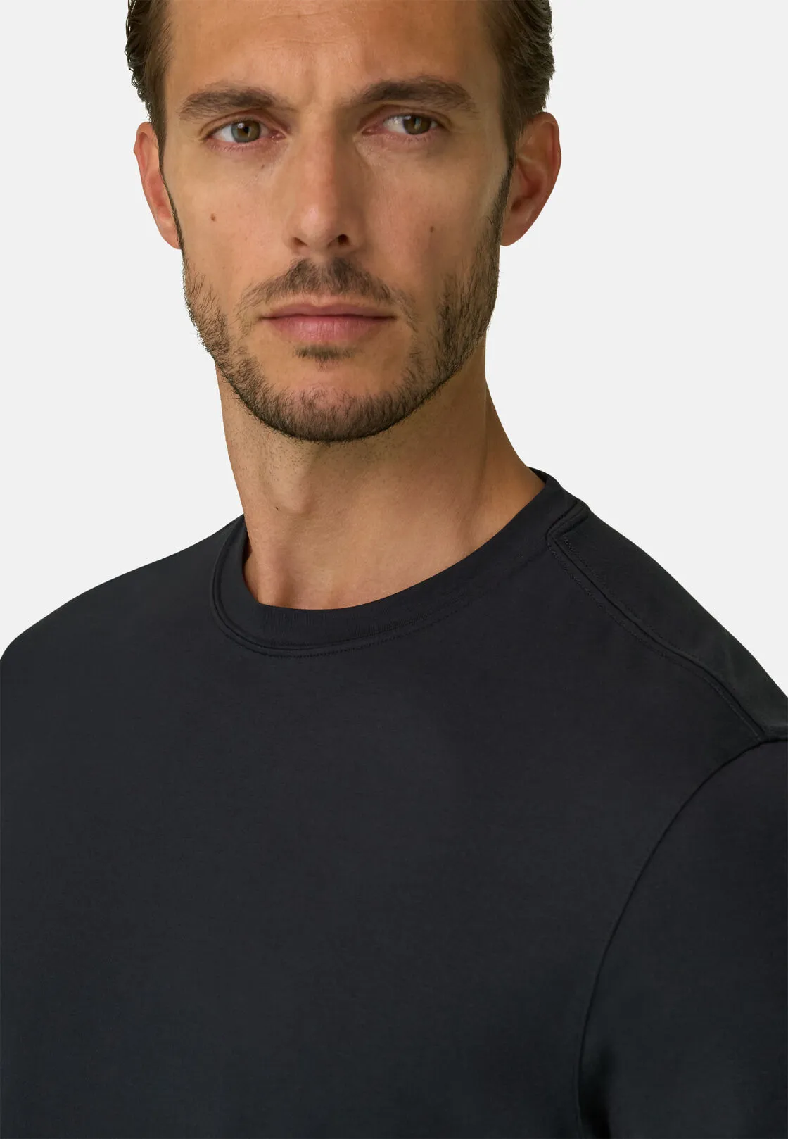 Boggi, T-shirt In Jersey Di Cotone Supima Elasticizzato, Uomo, Nero, Taglia: M - immagine 3