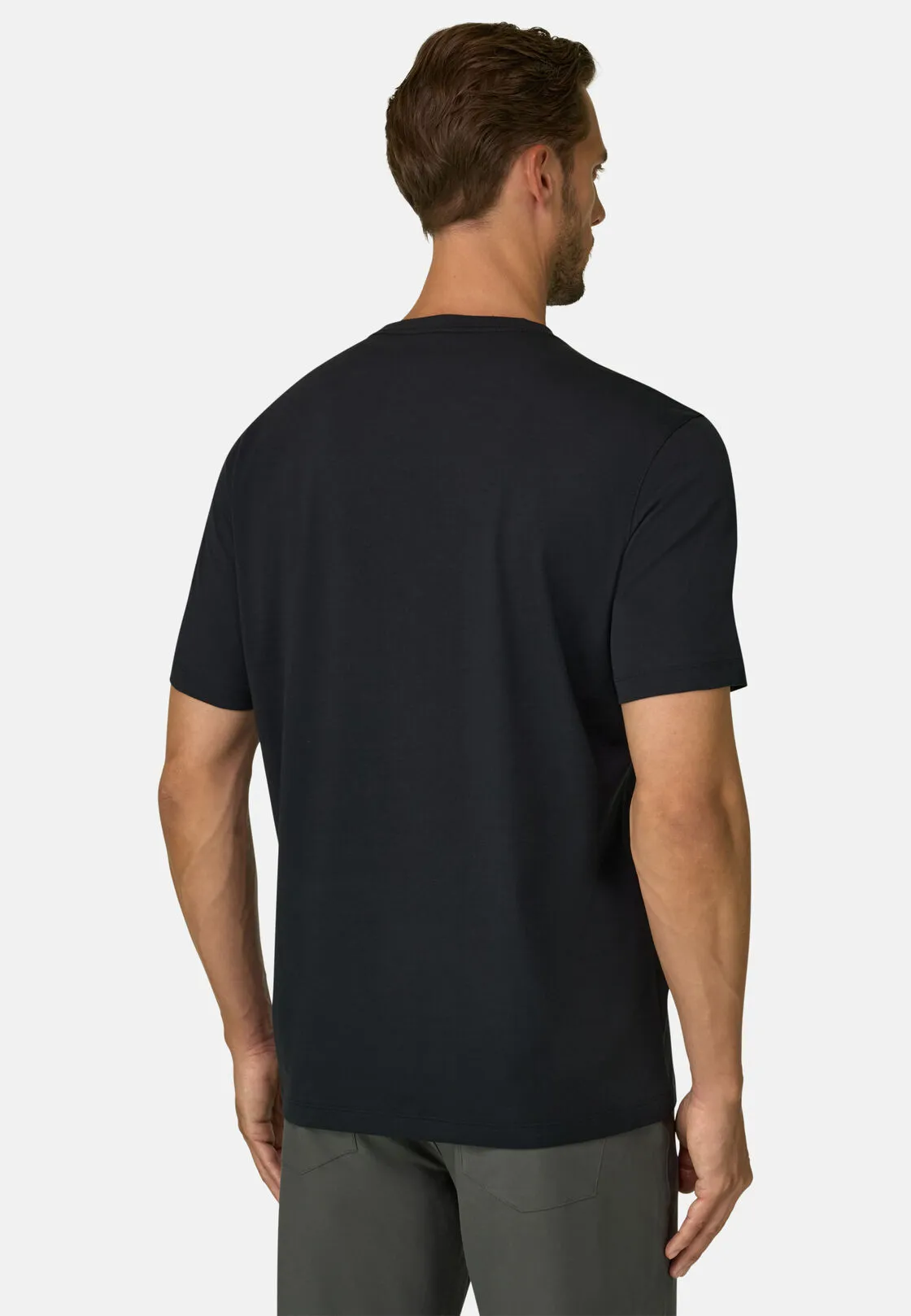 Boggi, T-shirt In Jersey Di Cotone Supima Elasticizzato, Uomo, Nero, Taglia: M - immagine 4