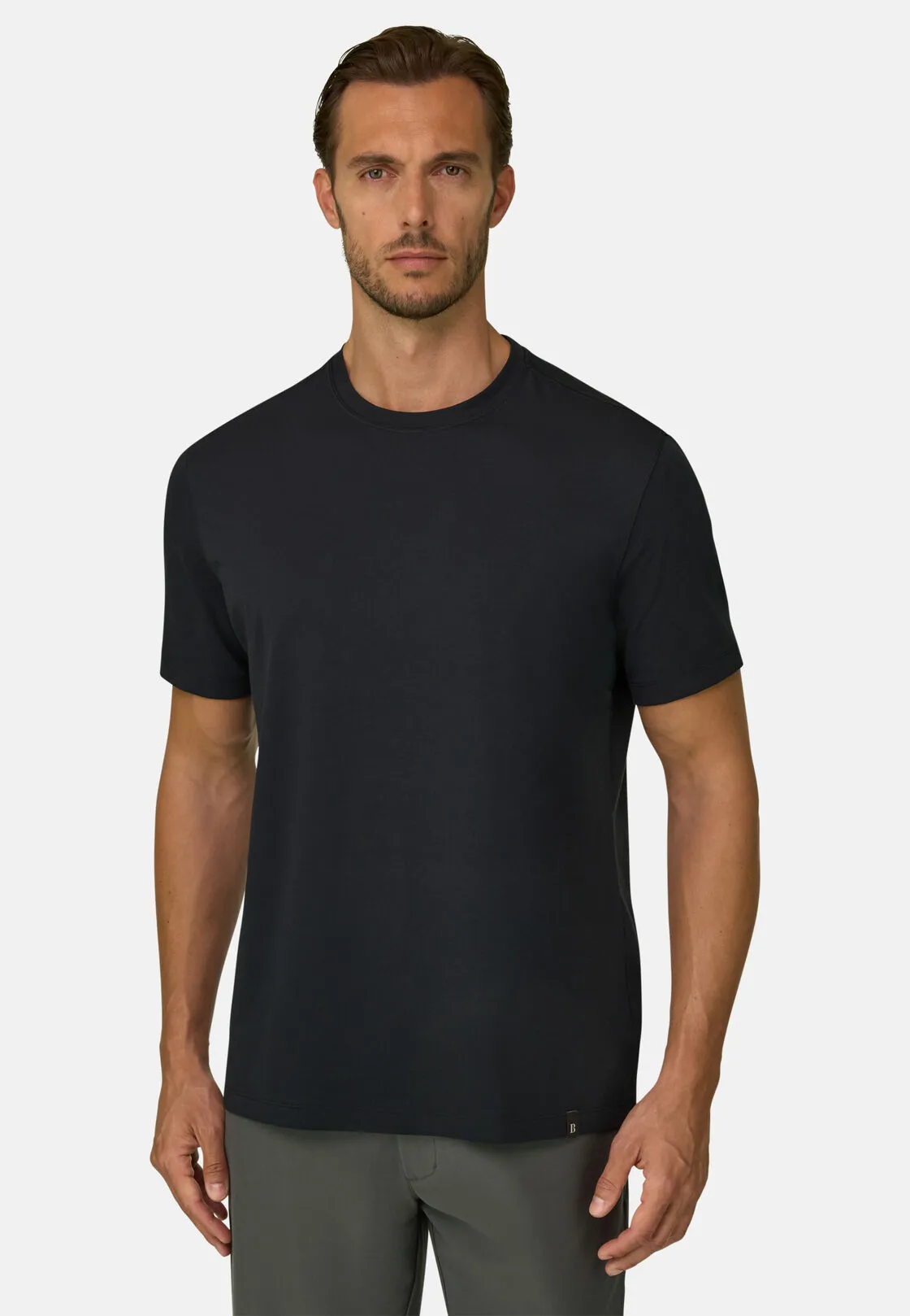 Boggi, T-shirt In Jersey Di Cotone Supima Elasticizzato, Uomo, Nero, Taglia: S - immagine 1