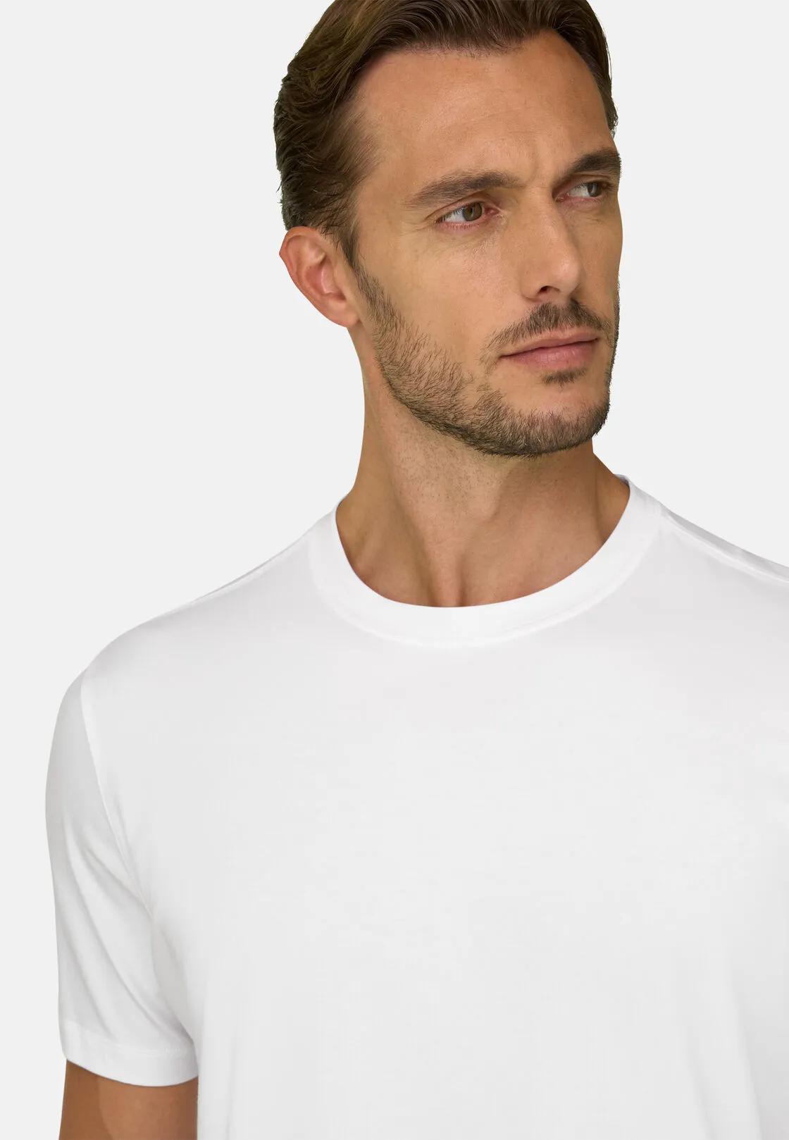 Boggi, T-shirt In Jersey Di Cotone Supima Elasticizzato, Uomo, Bianco, Taglia: M - immagine 3