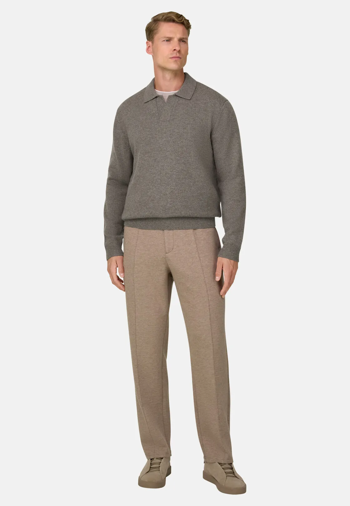 Boggi, Polo Di Maglia In Lana Cashmere, Uomo, Taupe, Taglia: L - immagine 2