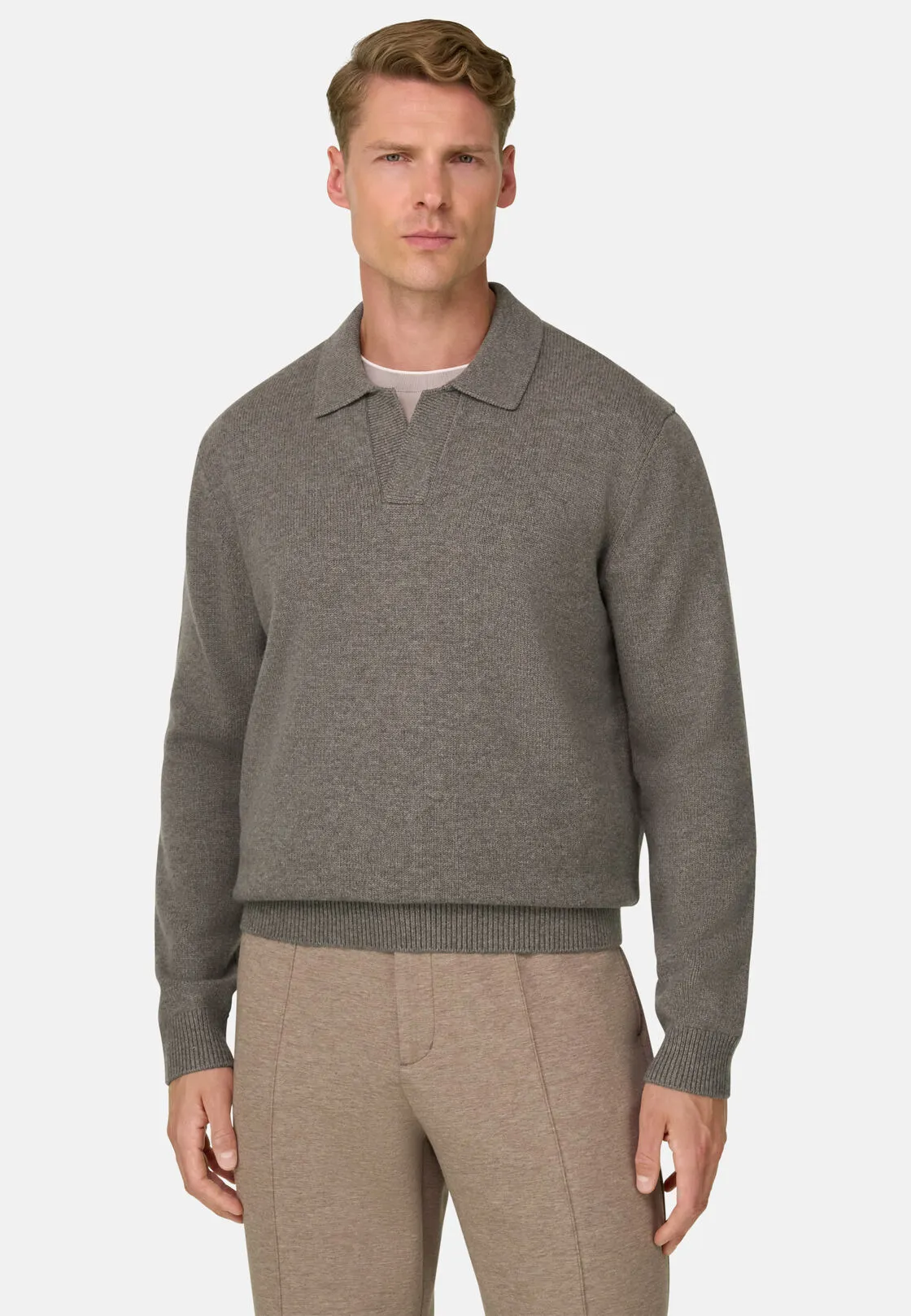 Boggi, Polo Di Maglia In Lana Cashmere, Uomo, Taupe, Taglia: M - immagine 1