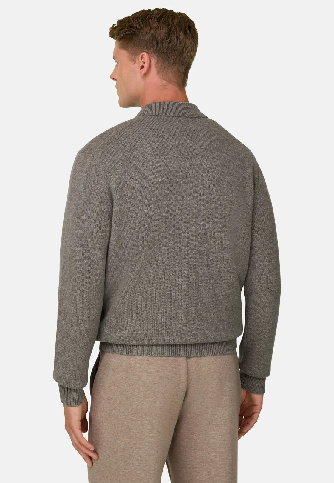 Boggi, Polo Di Maglia In Lana Cashmere, Uomo, Taupe, Taglia: M - immagine 4