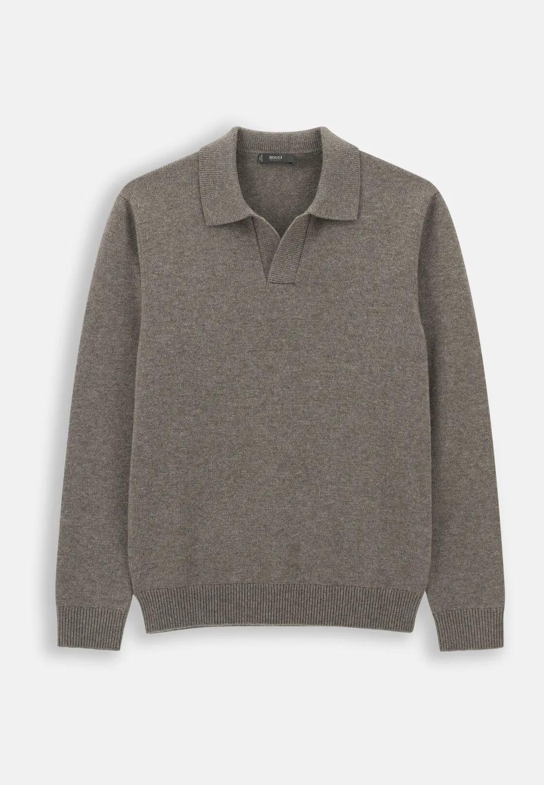 Boggi, Polo Di Maglia In Lana Cashmere, Uomo, Taupe, Taglia: S - immagine 5