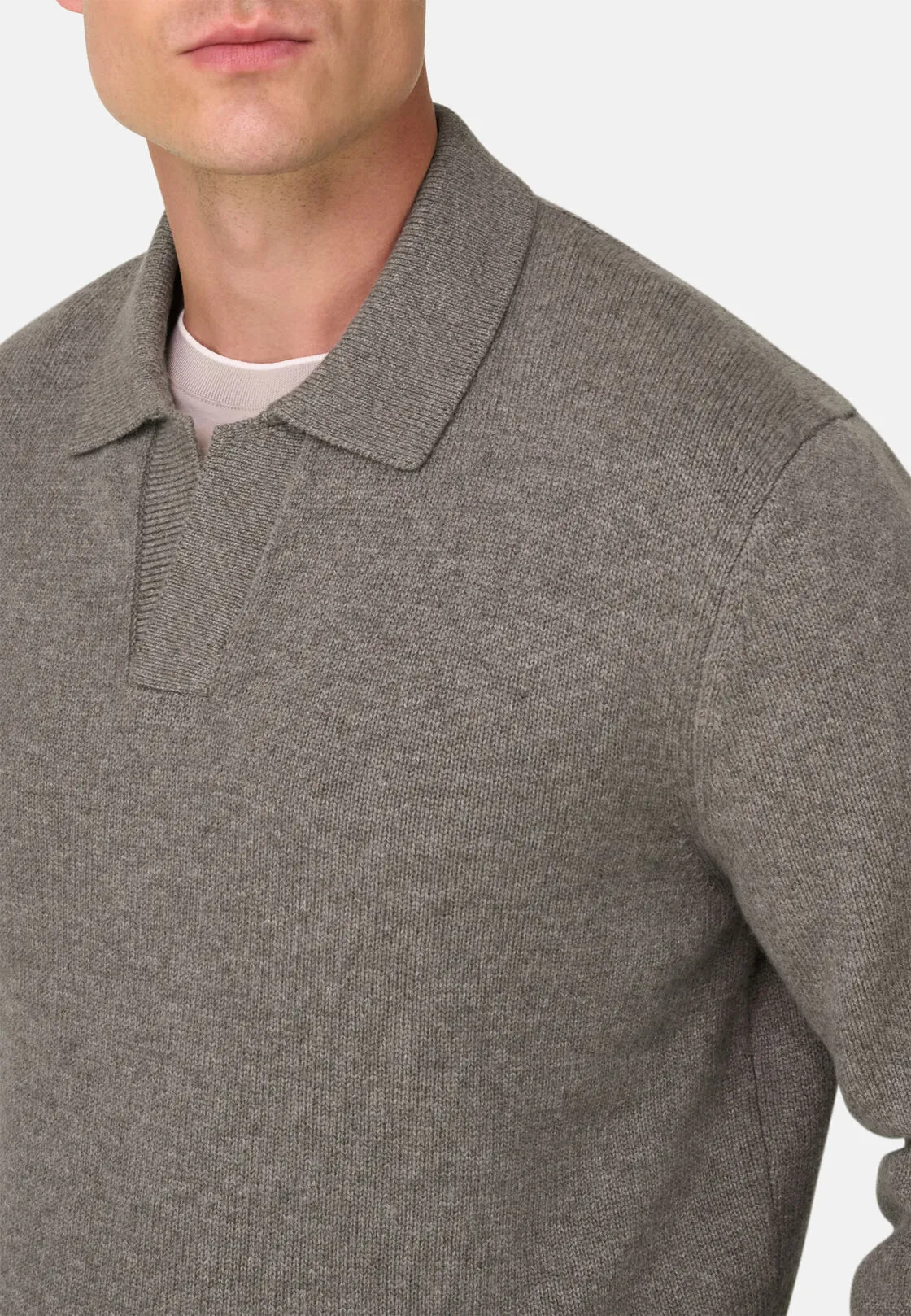 Boggi, Polo Di Maglia In Lana Cashmere, Uomo, Taupe, Taglia: XXL - immagine 3
