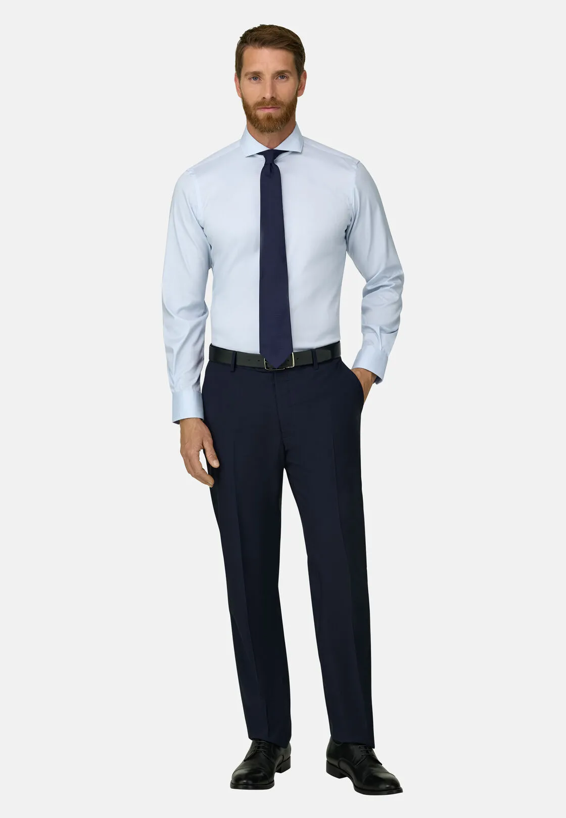 Boggi, Camicia In Pin Point Di Cotone Slim Fit, Uomo, Azzurro, Taglia: 44 - immagine 2