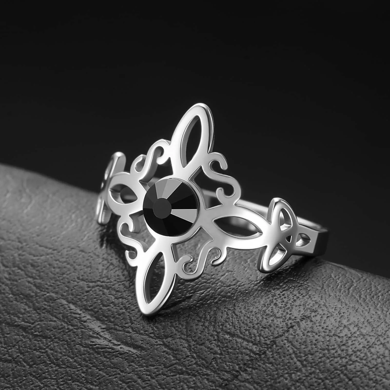 VASSAGO Anello del nodo delle streghe Anello Nodo Celtico In Acciaio Inox Amuleto di protezione della stregoneria Pagan gioielli regalo per le donne - immagine 4