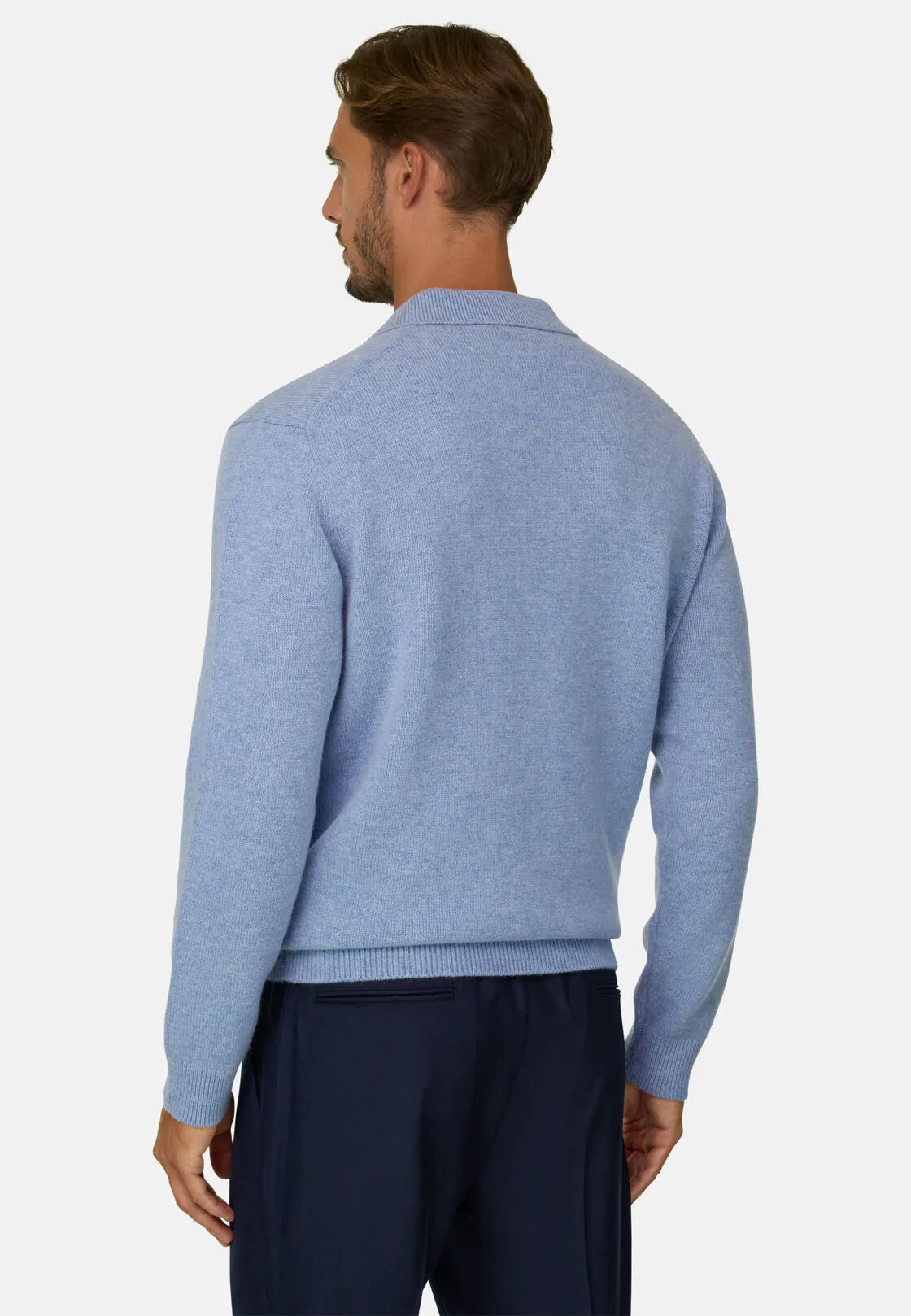 Boggi, Polo Di Maglia In Lana Cashmere, Uomo, Azzurro, Taglia: L - immagine 4