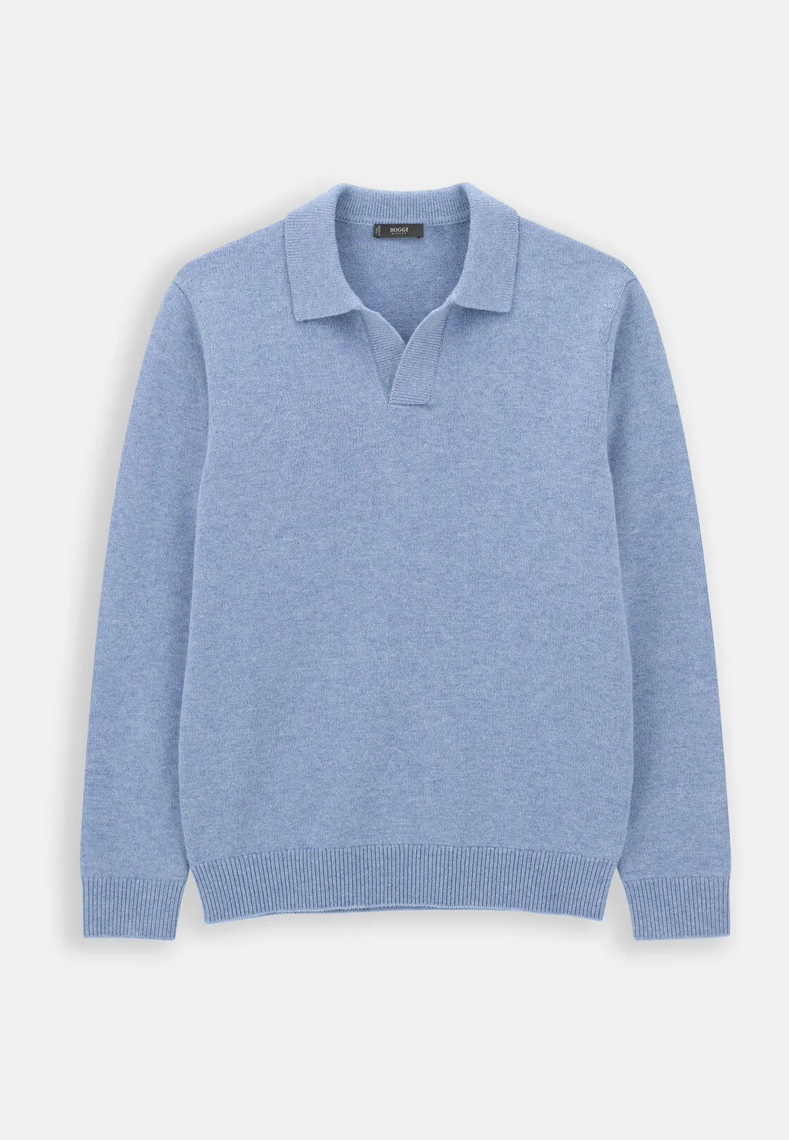 Boggi, Polo Di Maglia In Lana Cashmere, Uomo, Azzurro, Taglia: M - immagine 5