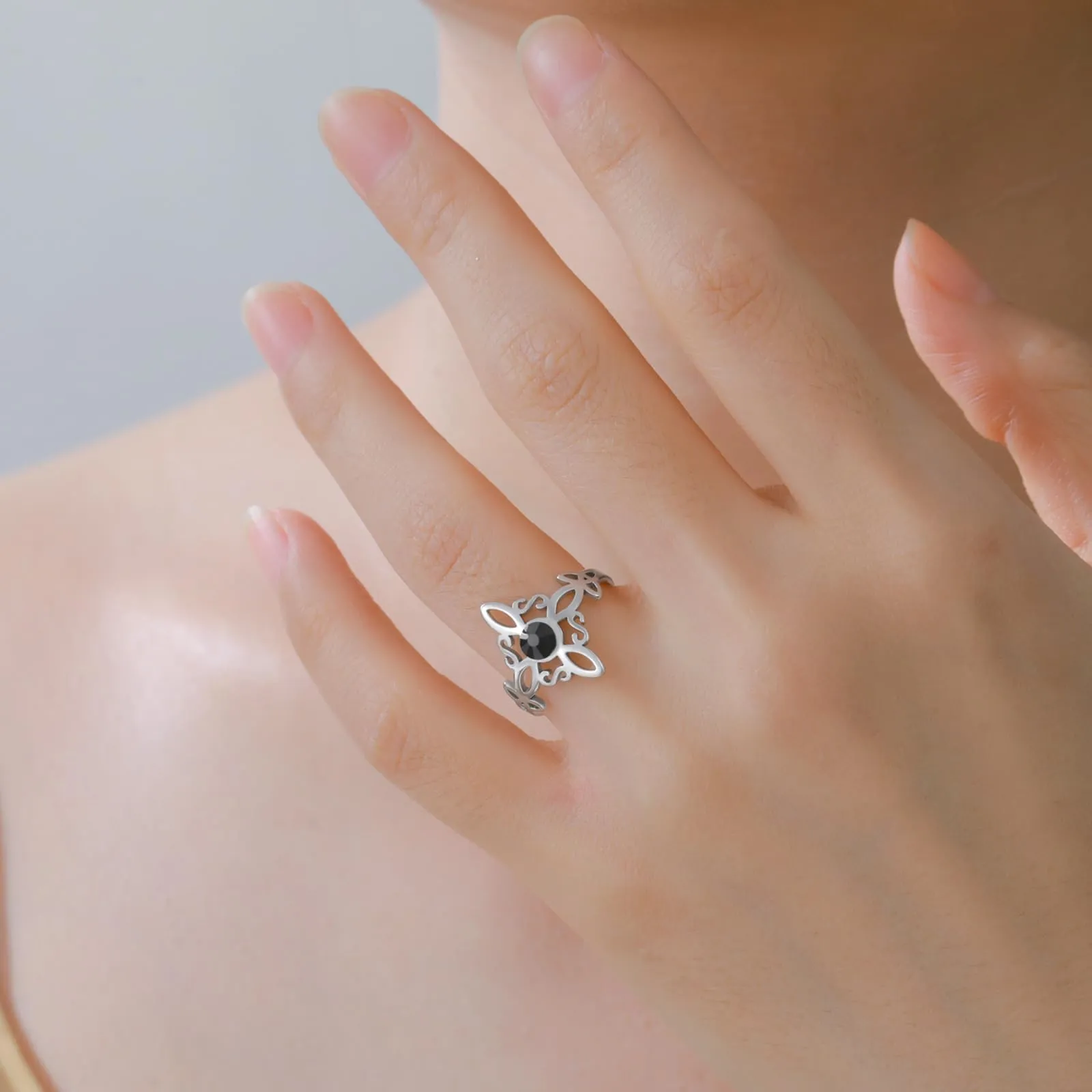 VASSAGO Anello del nodo delle streghe Anello Nodo Celtico In Acciaio Inox Amuleto di protezione della stregoneria Pagan gioielli regalo per le donne - immagine 5