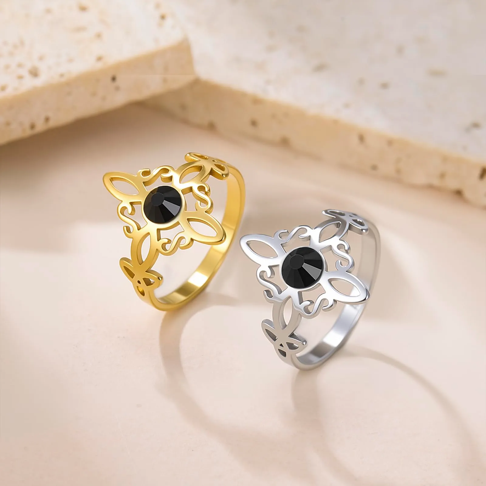 VASSAGO Anello del nodo delle streghe Anello Nodo Celtico In Acciaio Inox Amuleto di protezione della stregoneria Pagan gioielli regalo per le donne - immagine 6