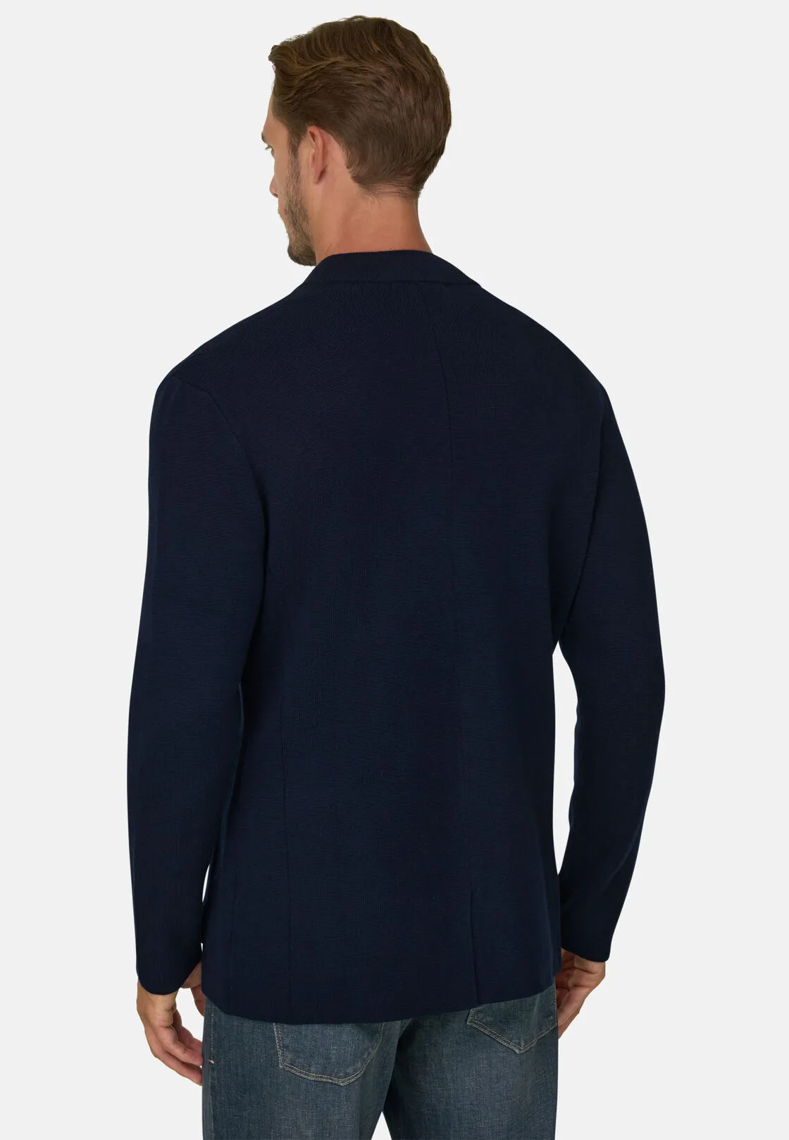 Boggi, Giacca Di Maglia In Lana Merino Superfine, Uomo, Navy, Taglia: L - immagine 4