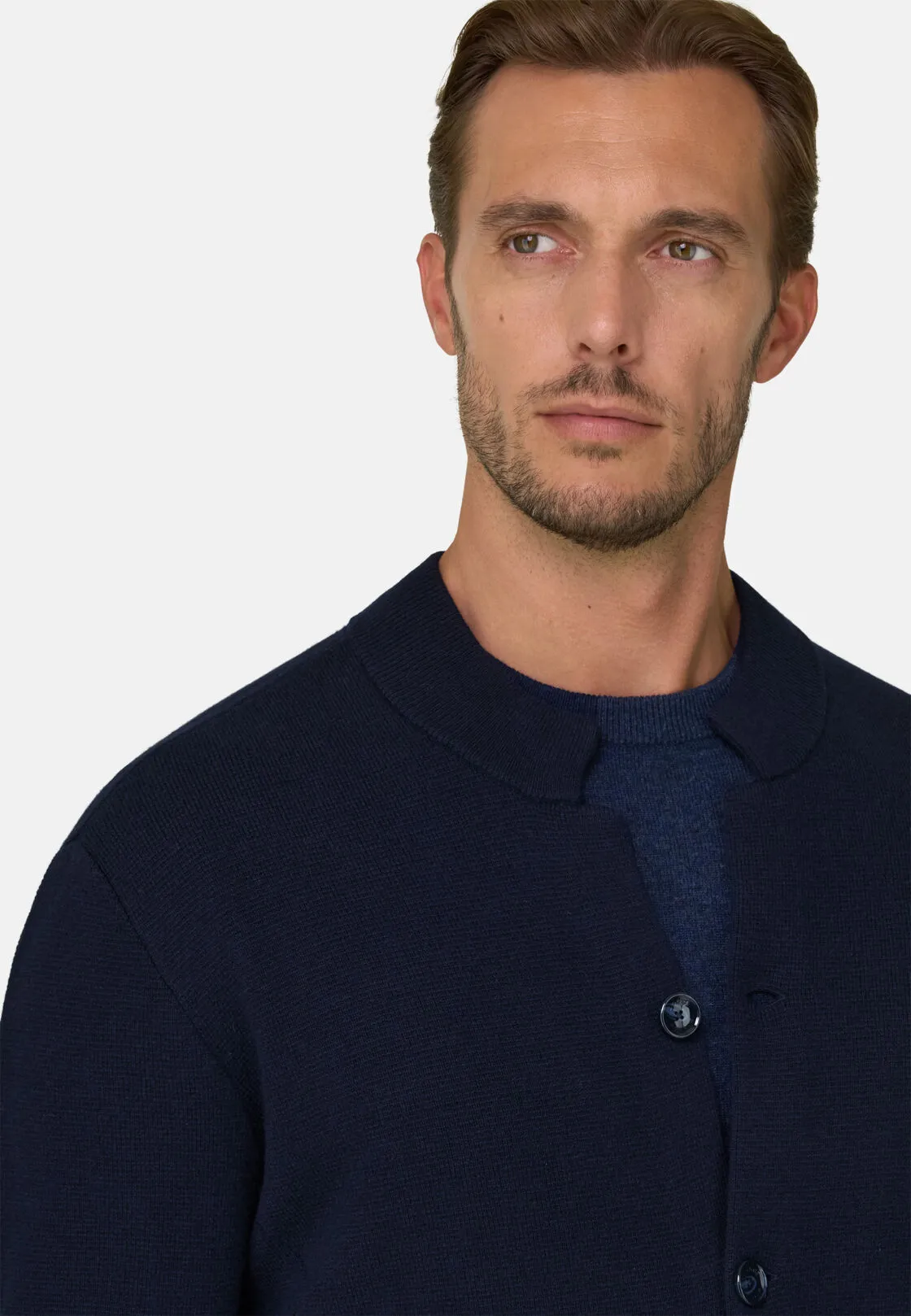 Boggi, Giacca Di Maglia In Lana Merino Superfine, Uomo, Navy, Taglia: XXXL - immagine 3
