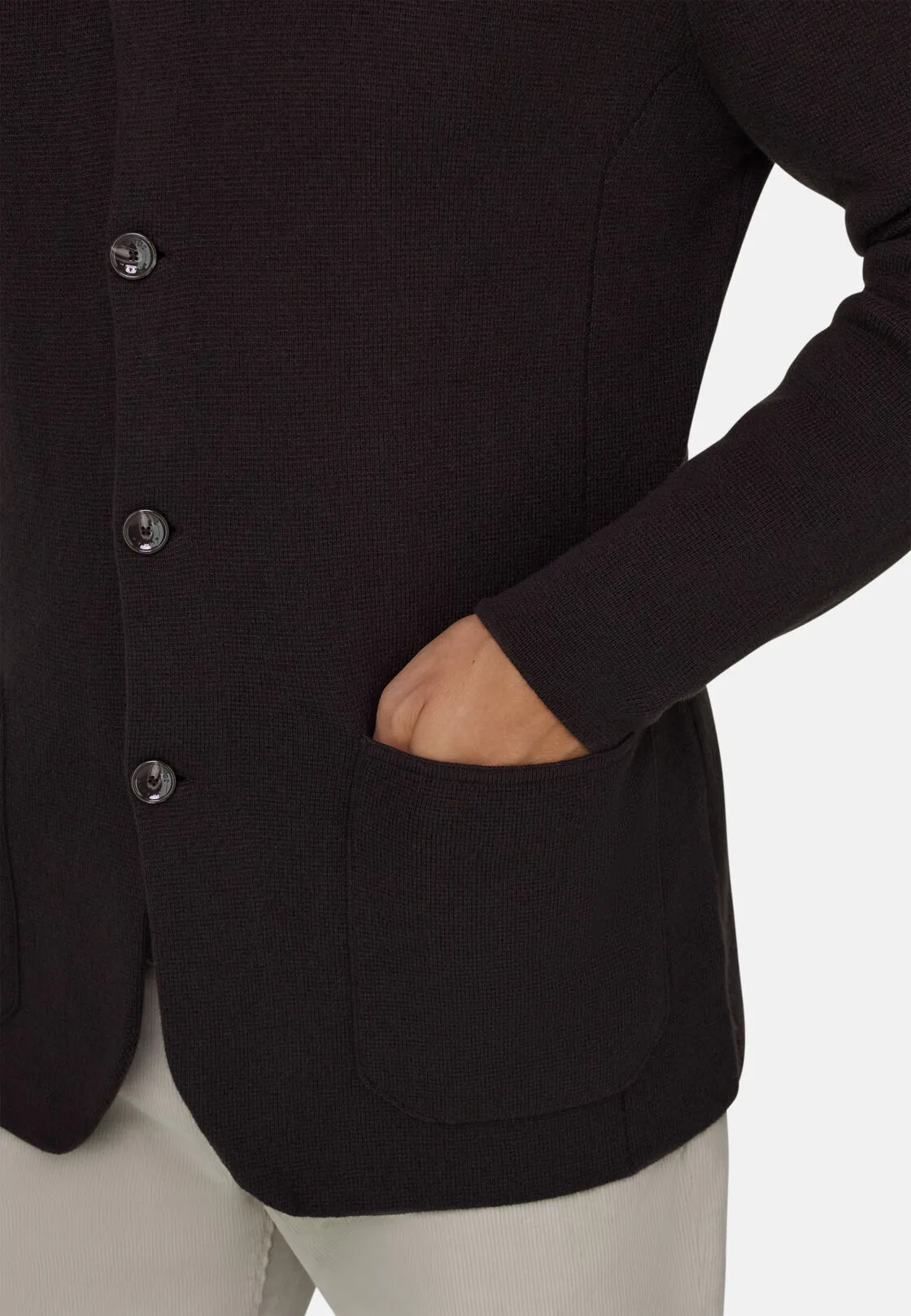 Boggi, Giacca Di Maglia In Lana Merino Superfine, Uomo, Marrone scuro, Taglia: L - immagine 3