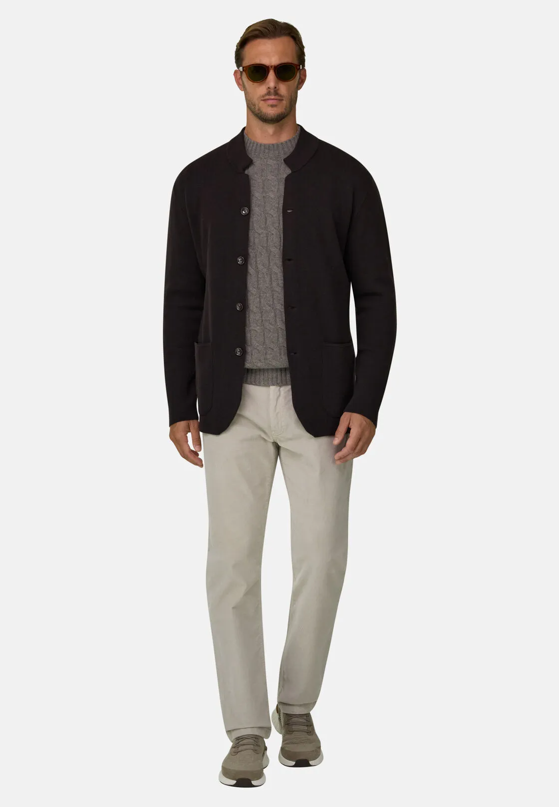 Boggi, Giacca Di Maglia In Lana Merino Superfine, Uomo, Marrone scuro, Taglia: M - immagine 2