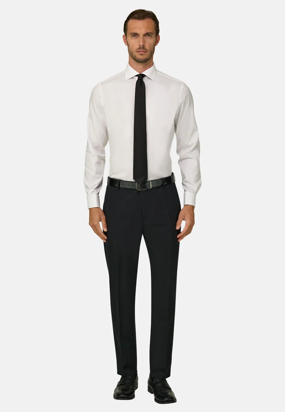 Boggi, Camicia In Pin Point Di Cotone Slim Fit, Uomo, Bianco, Taglia: 41 - immagine 2
