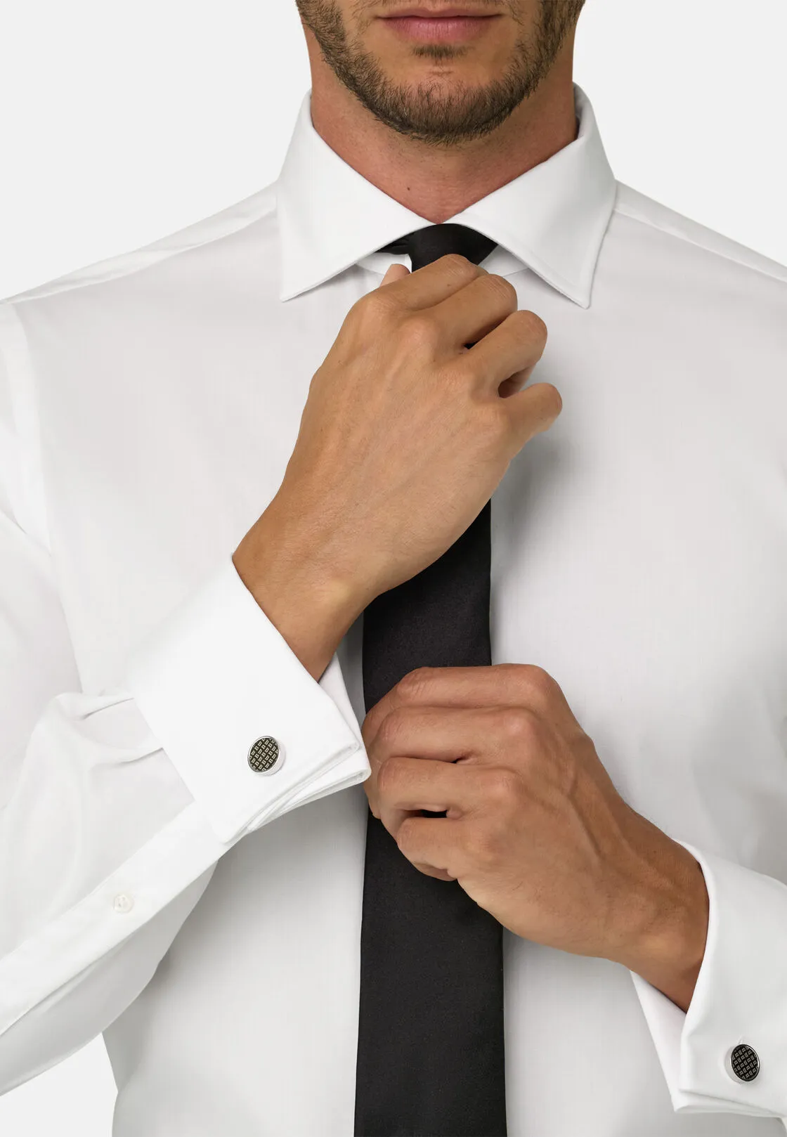 Boggi, Camicia In Pin Point Di Cotone Slim Fit, Uomo, Bianco, Taglia: 42 - immagine 4