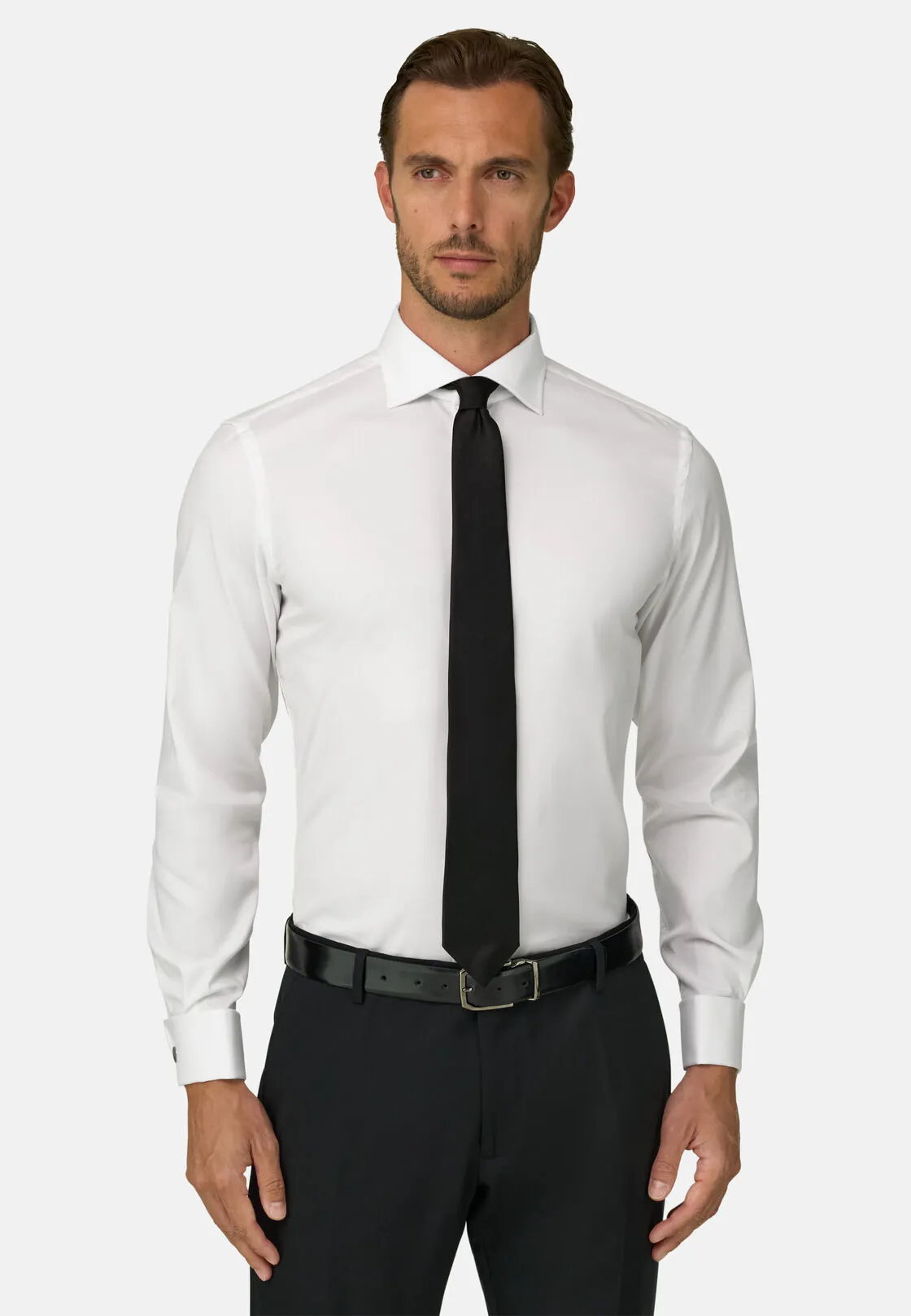 Boggi, Camicia In Pin Point Di Cotone Slim Fit, Uomo, Bianco, Taglia: 44 - immagine 1