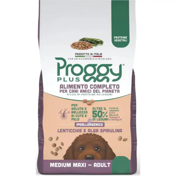 Proggy Plus Ipoallergenico Dog Adult Medium/Maxi Vegetal a base di Lenticchie 2,2 kg - Croccantini per cani - immagine 1