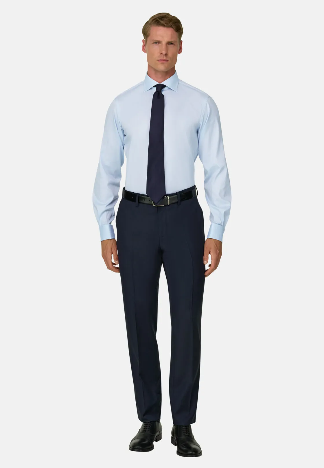 Boggi, Camicia In Pin Point Di Cotone Slim Fit, Uomo, Azzurro, Taglia: 39 - immagine 2