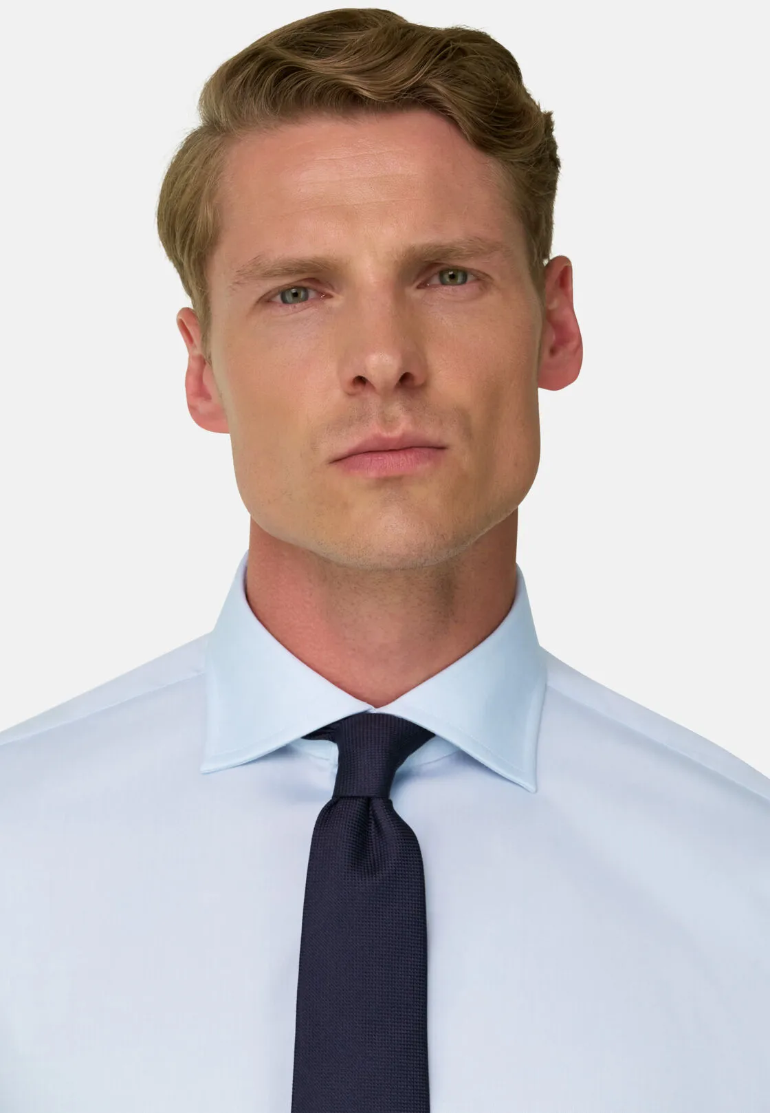 Boggi, Camicia In Pin Point Di Cotone Slim Fit, Uomo, Azzurro, Taglia: 45 - immagine 3
